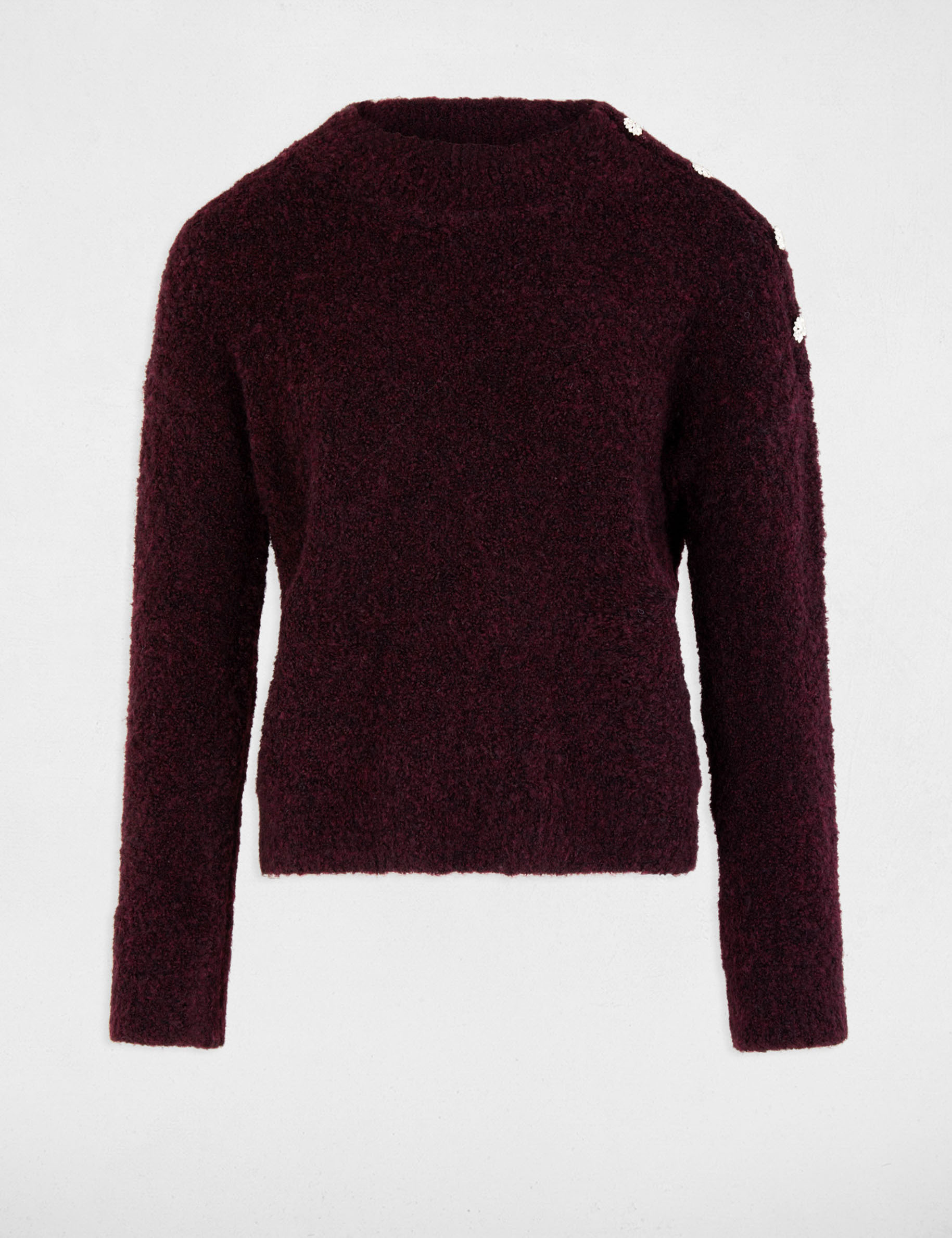 jumper high collar and buttons plum women Jumper high collar and buttons plum women