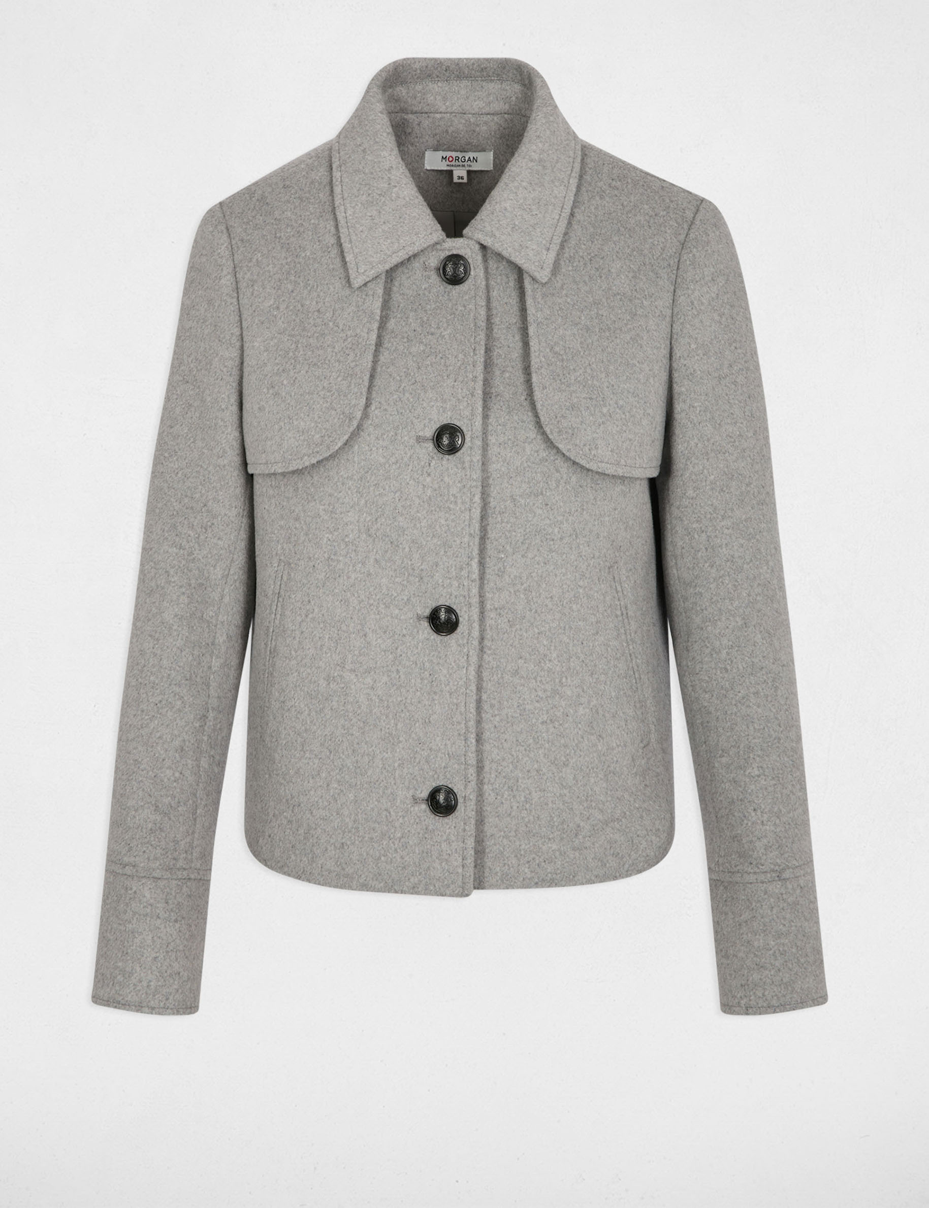 Fitted short coat mid-grey women