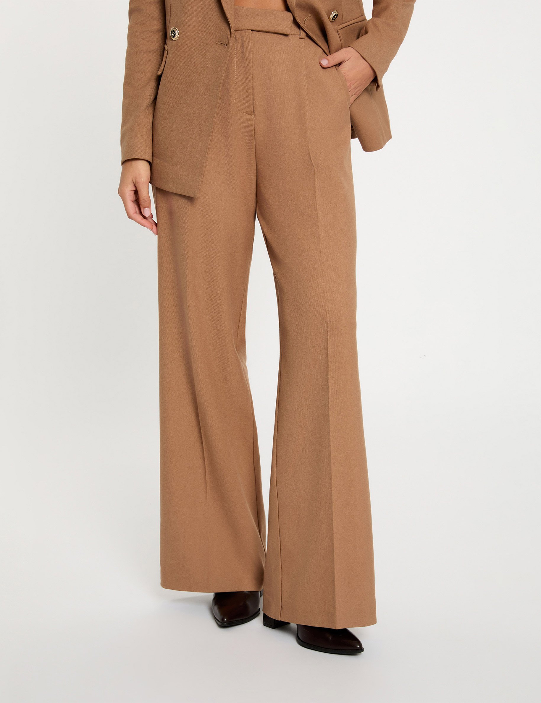 High-waisted wide-leg trousers brown women