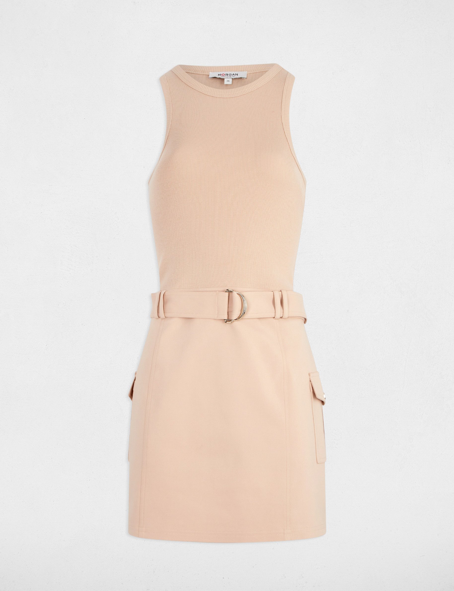 belted fitted mini dress beige women Belted fitted mini dress beige women