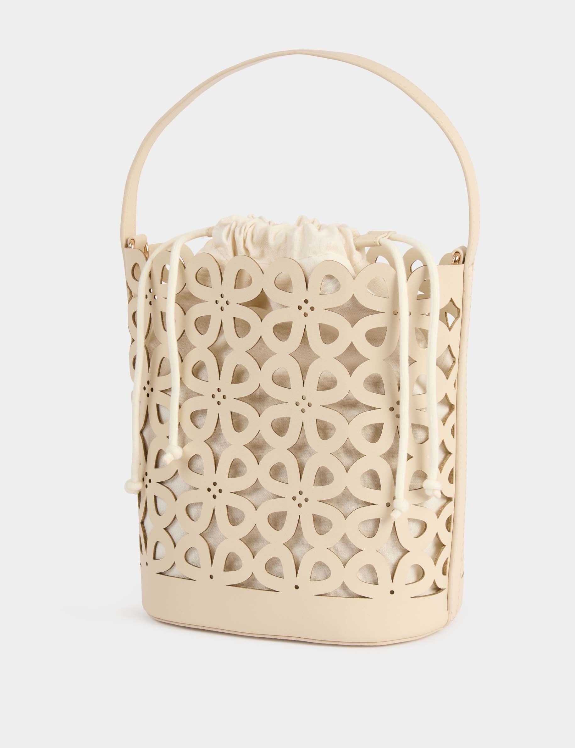 Cut-out bucket bag white women