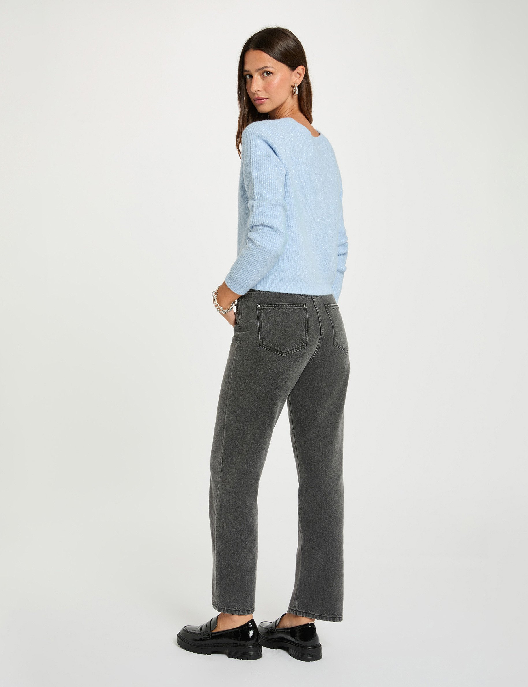 Cardigan with V-neck sky blue women