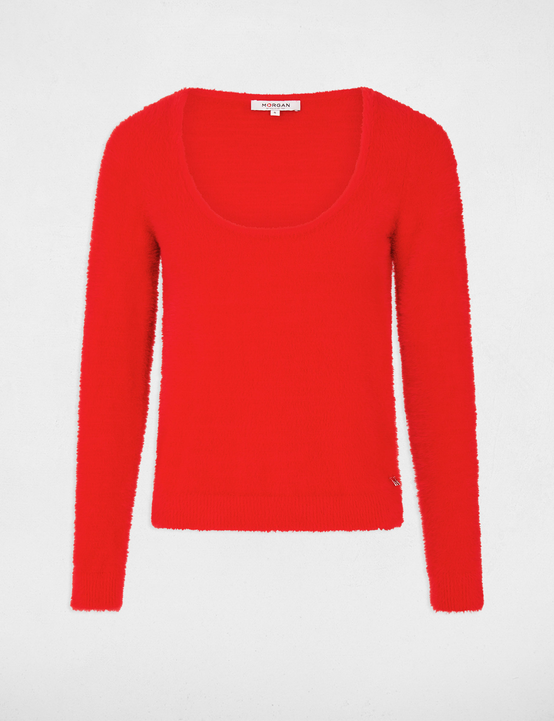 Long-sleeved cardigan with round neck red ladies'