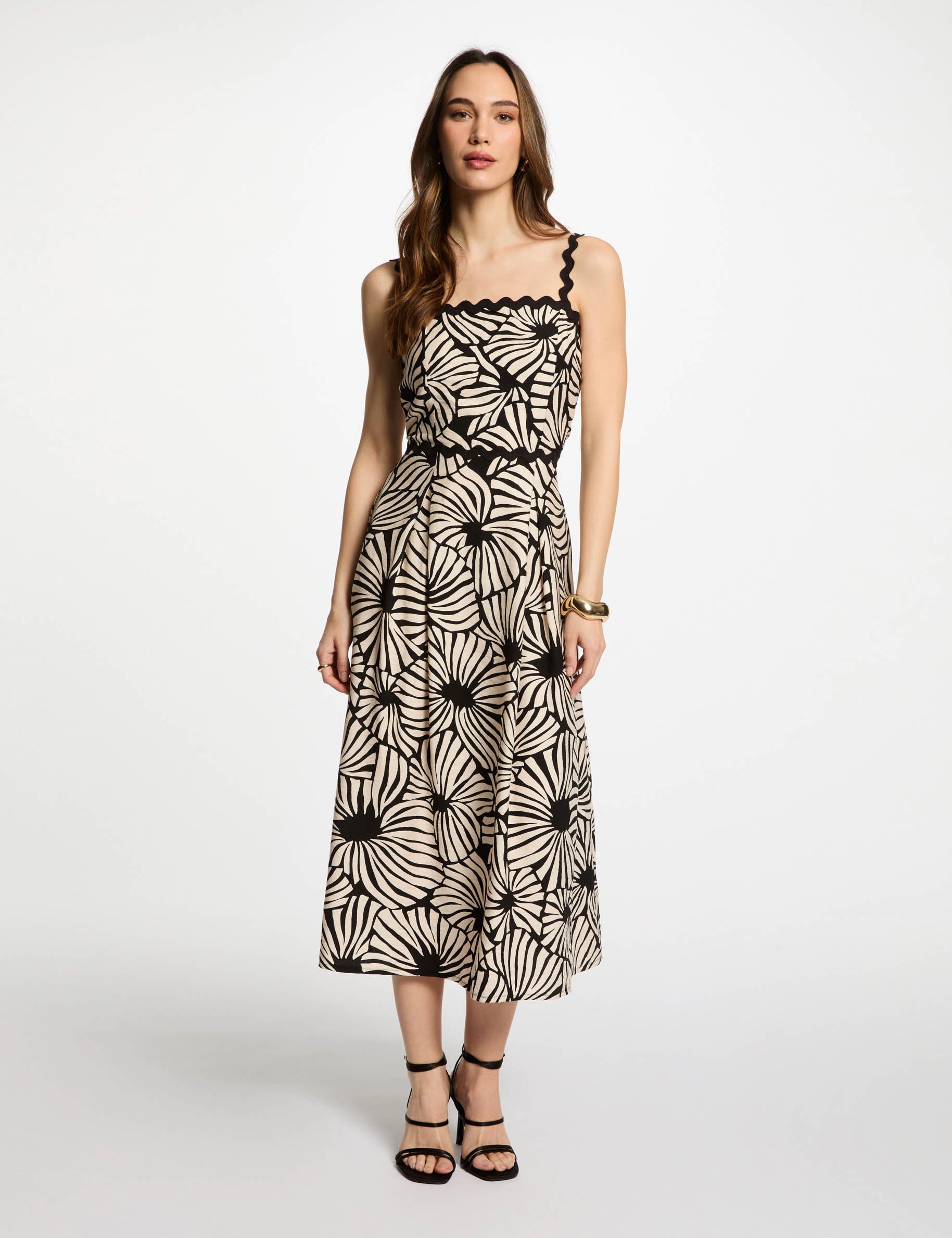 robe midi droite imprimee multicolore femme Robe midi droite imprimée multicolore femme