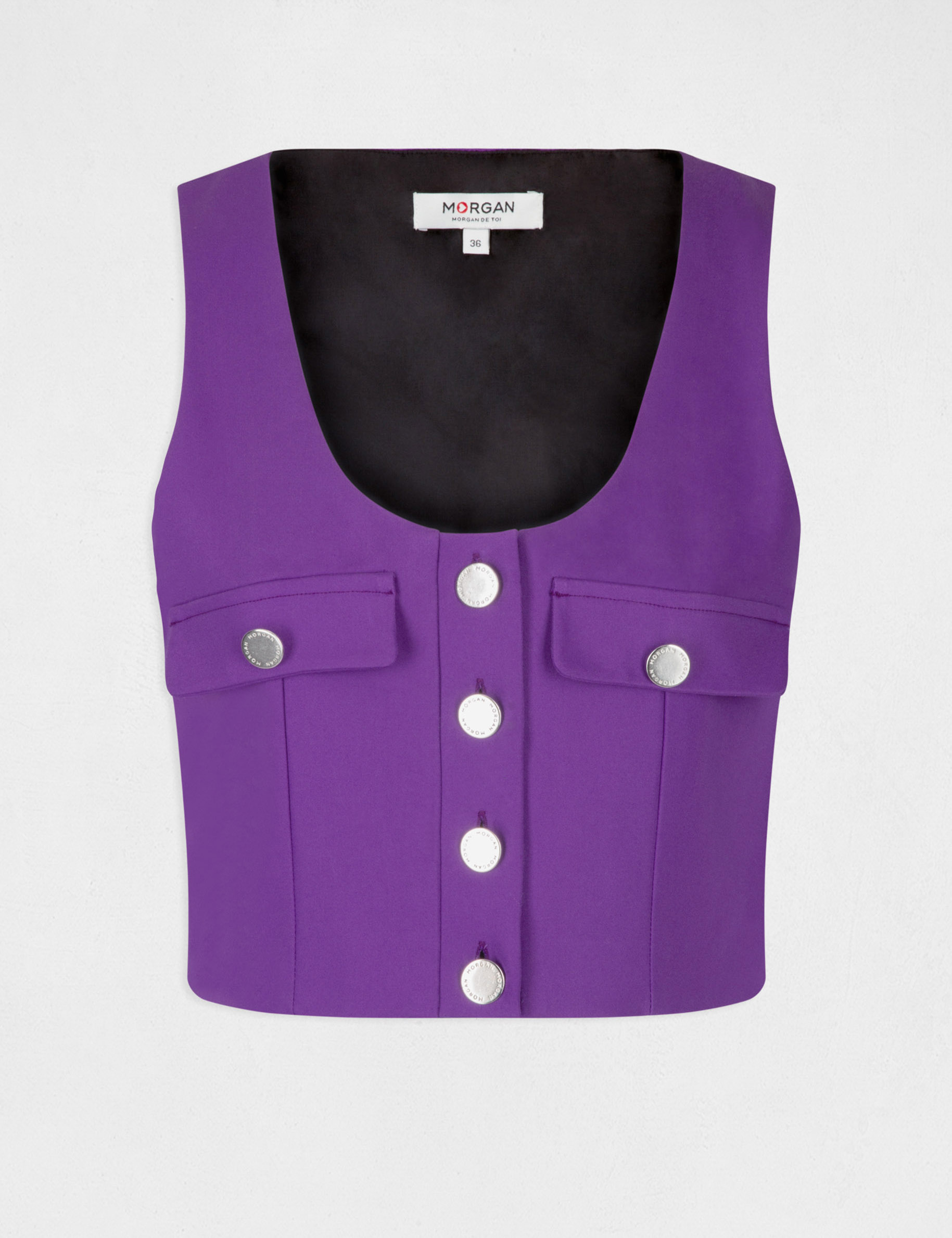 Sleeveless buttoned crop top dark purple ladies' Sleeveless buttoned crop top dark purple ladies'