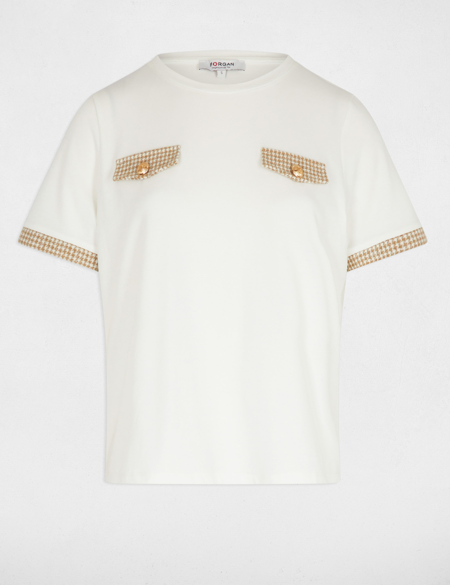 cropped t shirt with round neck white women Cropped t-shirt with round neck white women