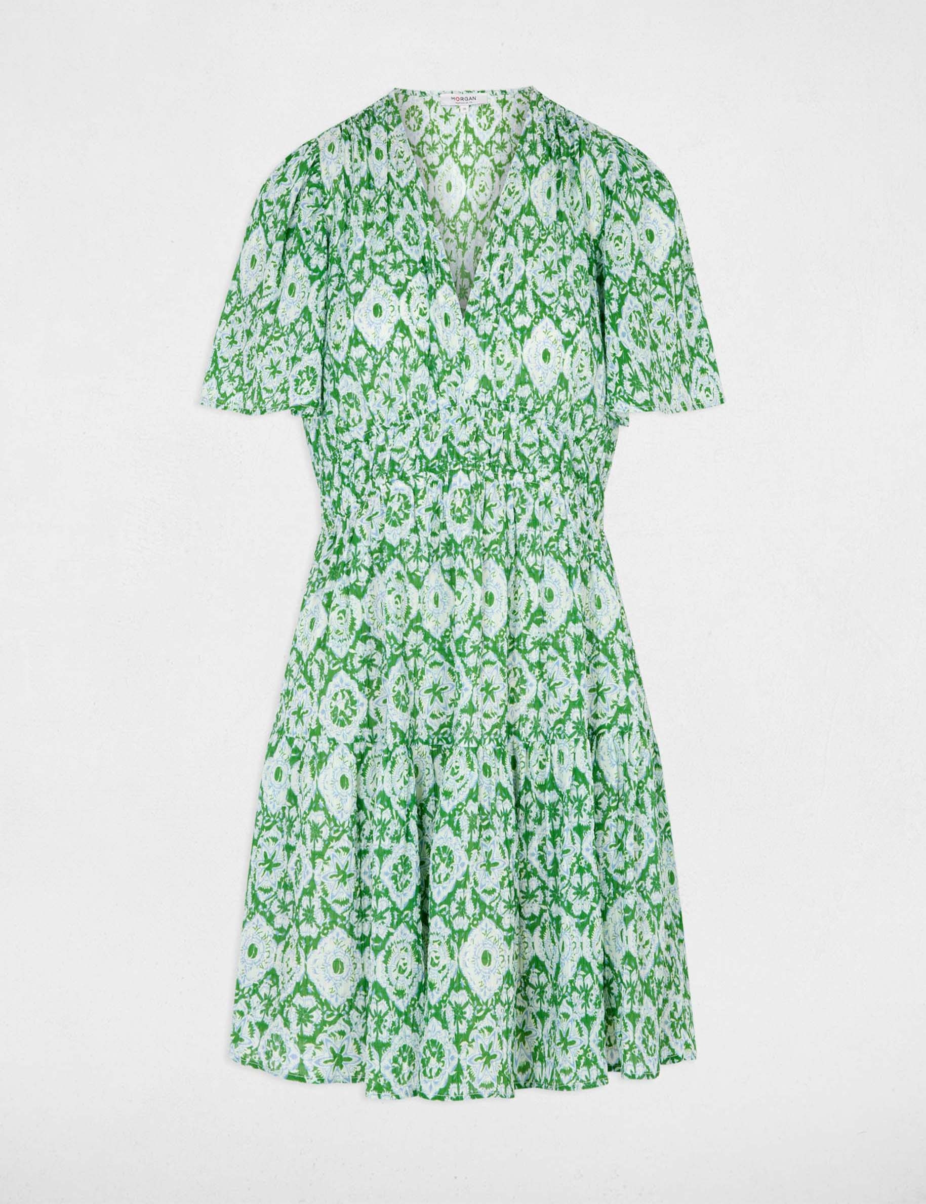 Short dress with V-neck multicolor women
