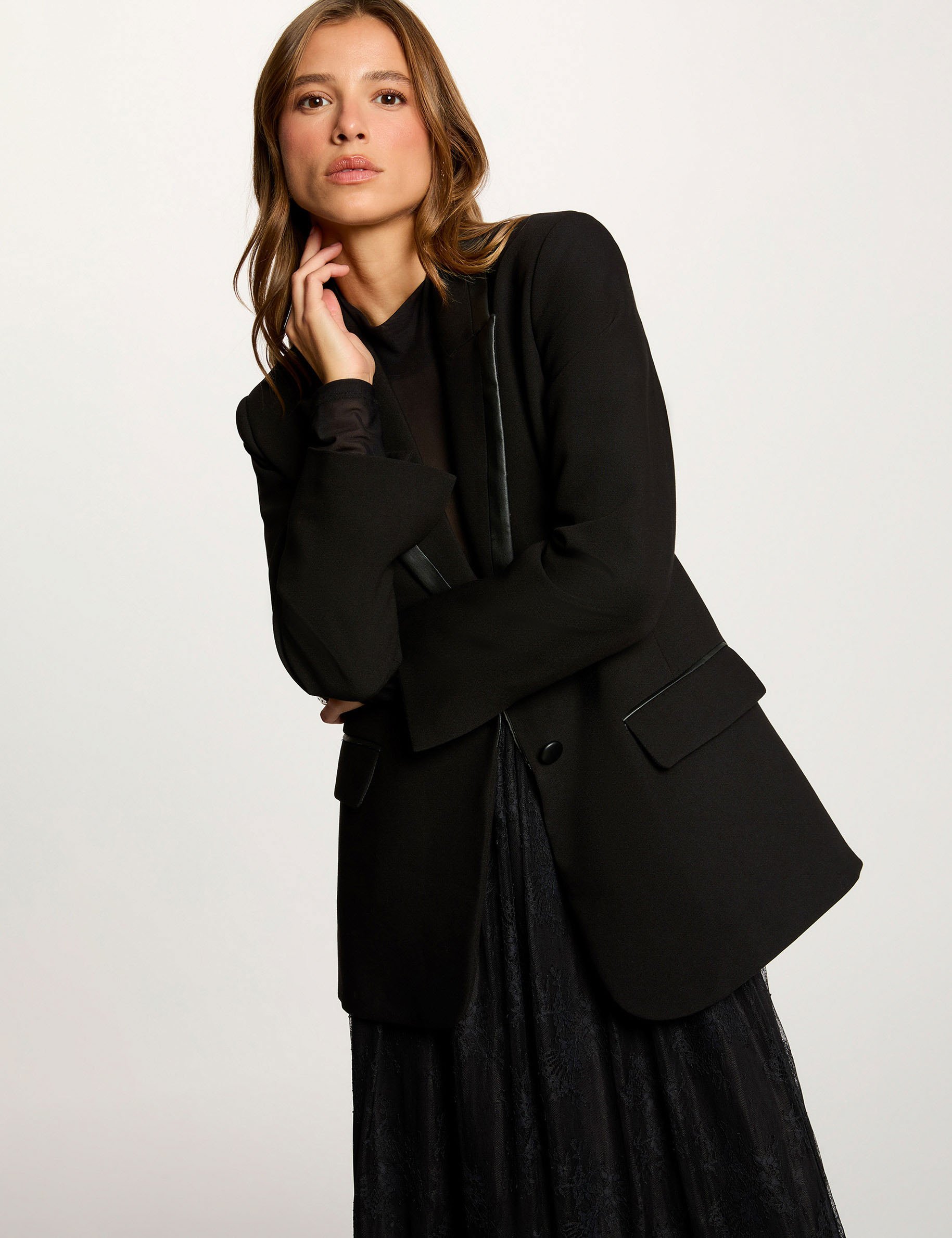 Tailored collar blazer black women