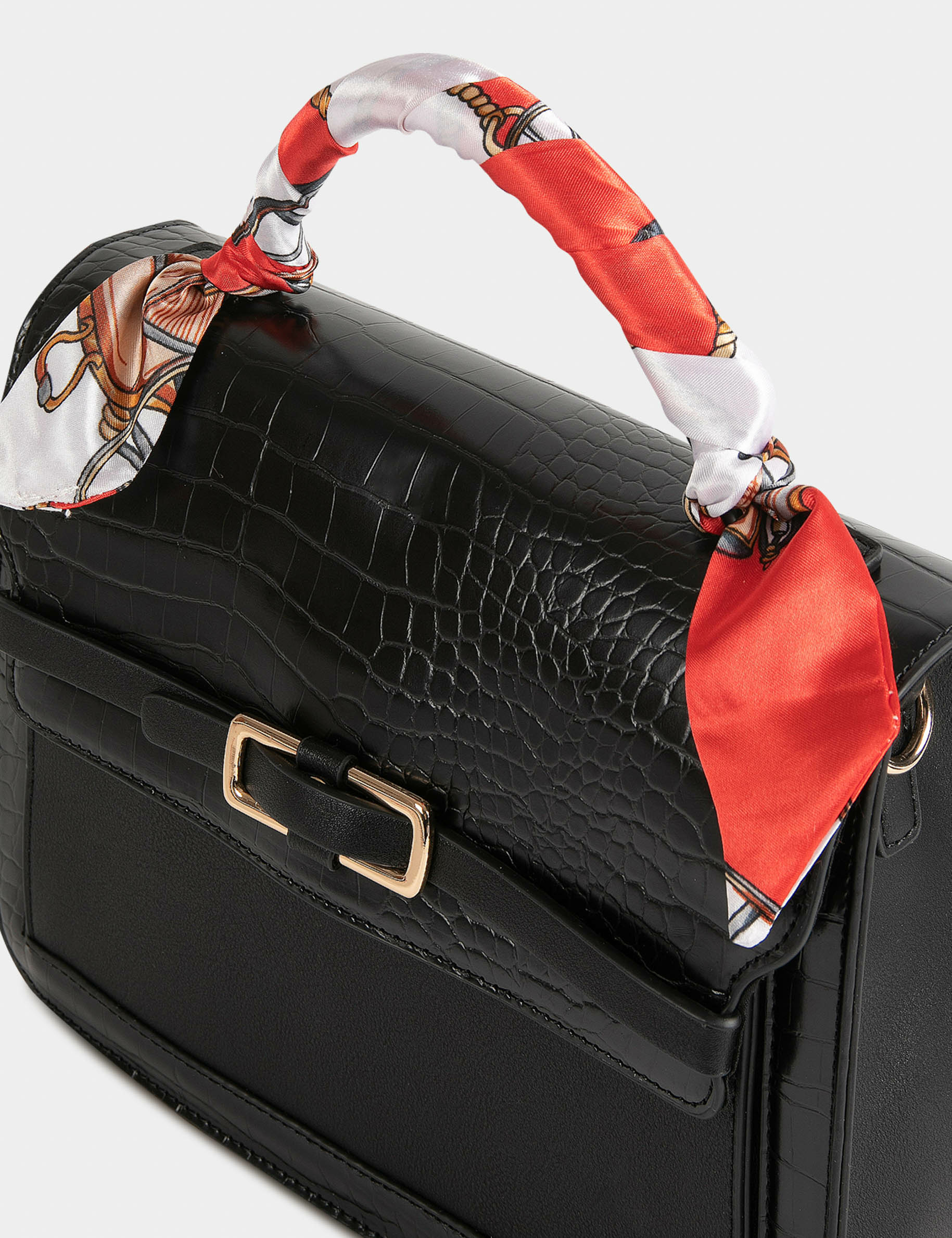 Rectangular bag with scarf black ladies' Rectangular bag with scarf black ladies'