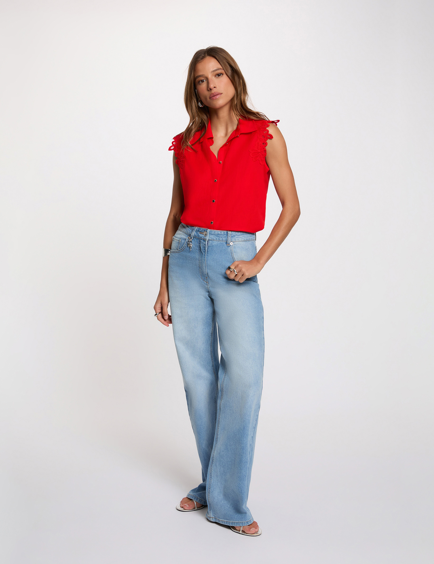 Sleeveless shirt bright red women