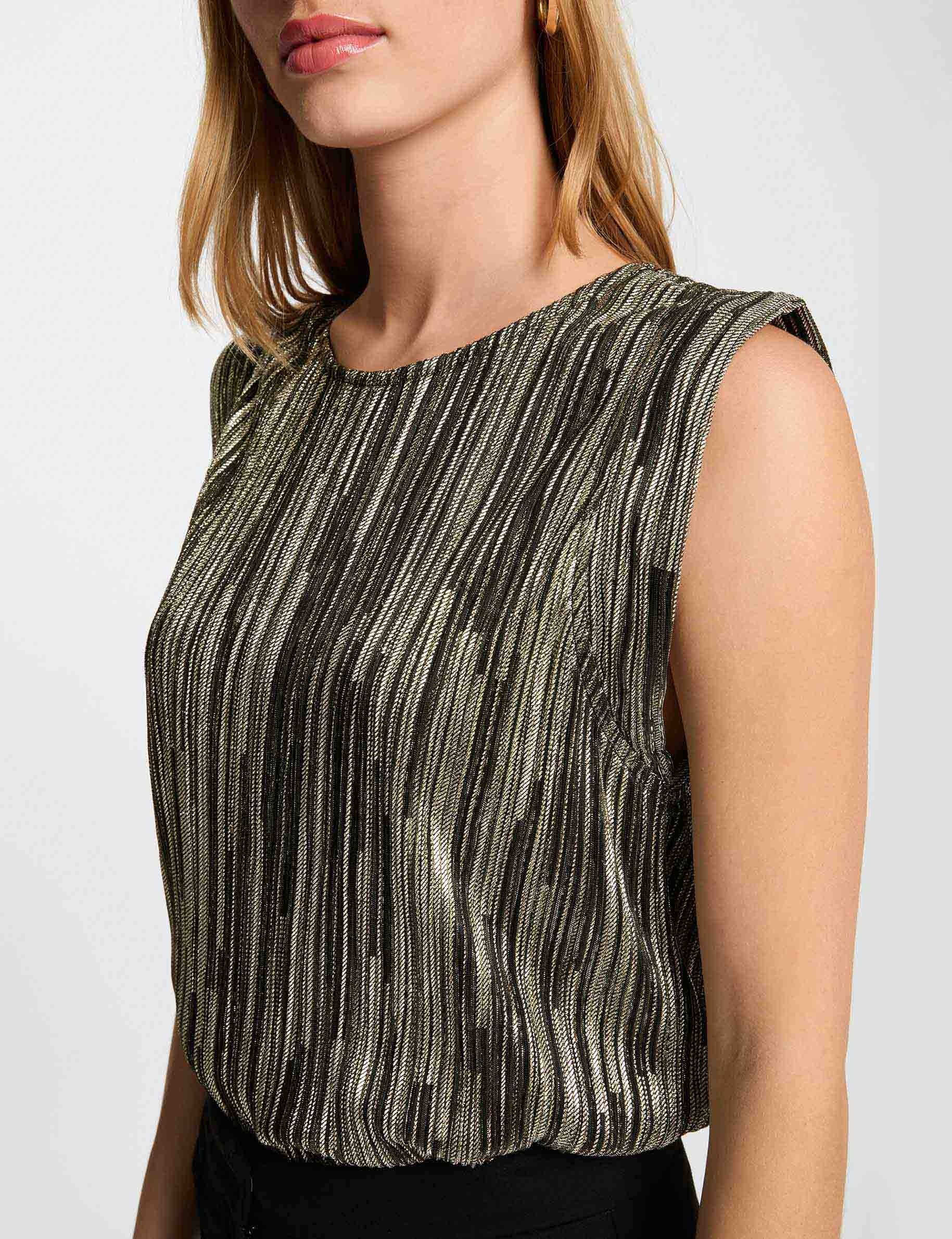 Pleated sleeveless top gold yellow women
