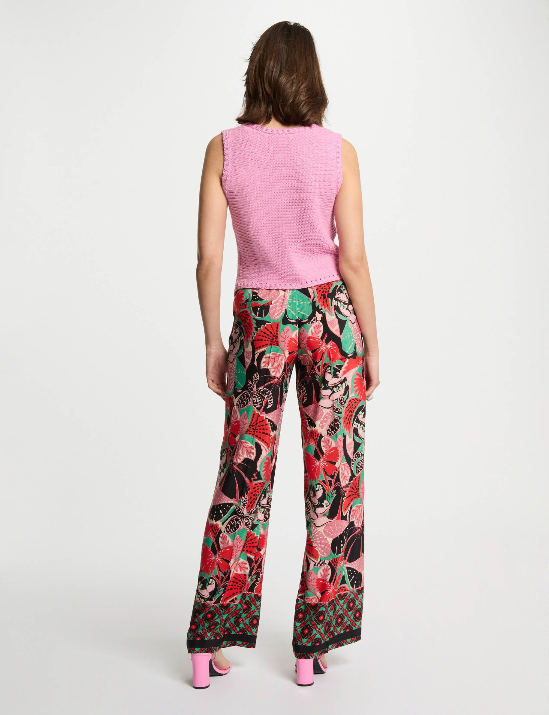 pantalon large imprime multicolore femme Pantalon large imprimé multicolore femme