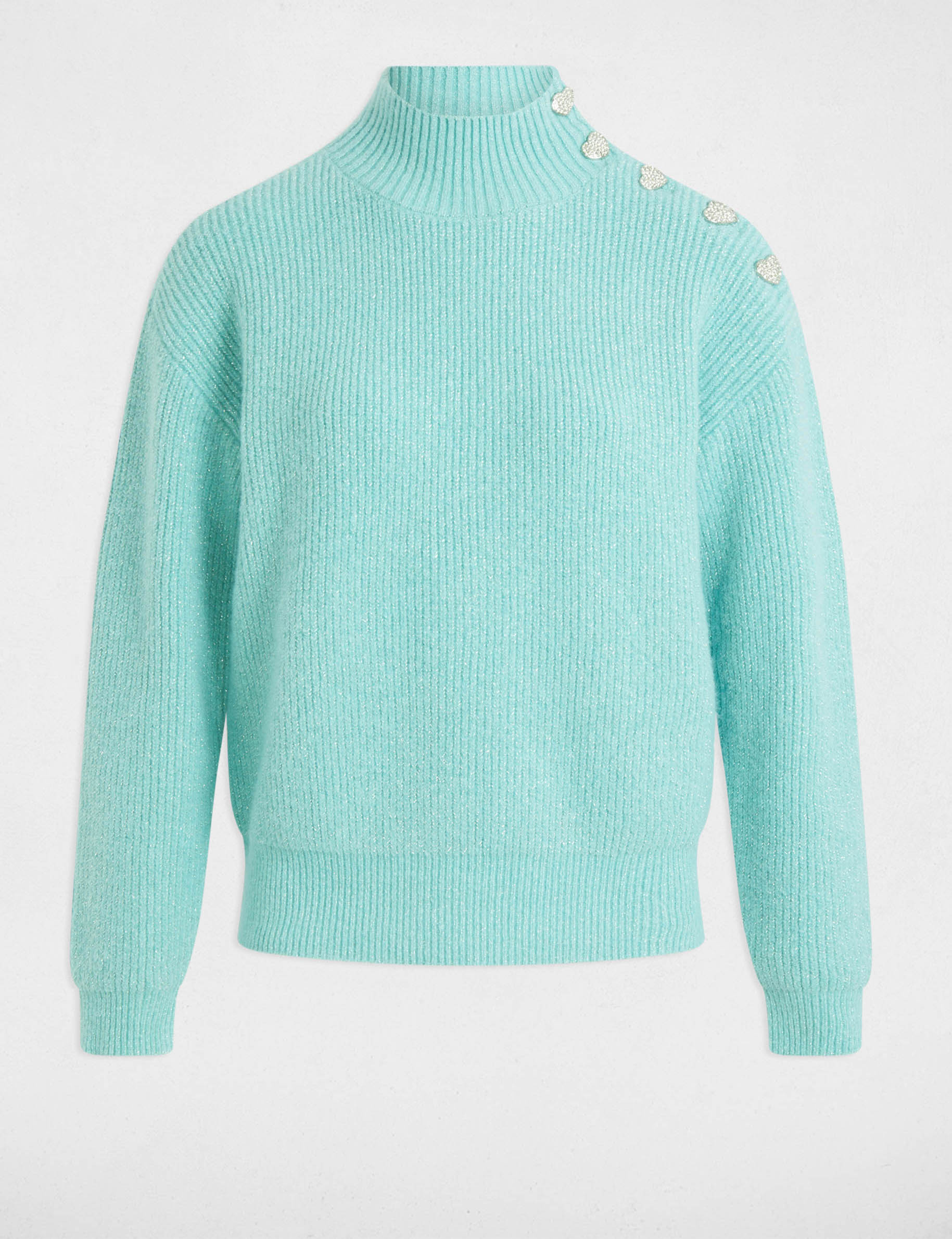 long sleeved jumper with buttons green women Long-sleeved jumper with buttons green women