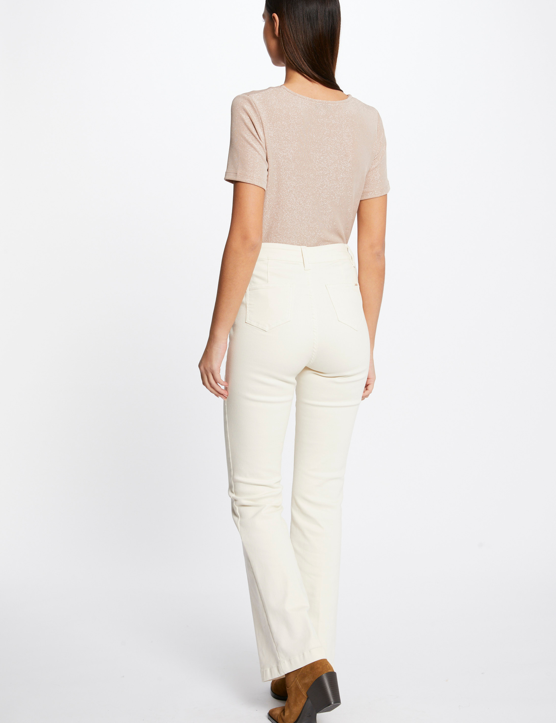 Straight trousers with darts ivory ladies'