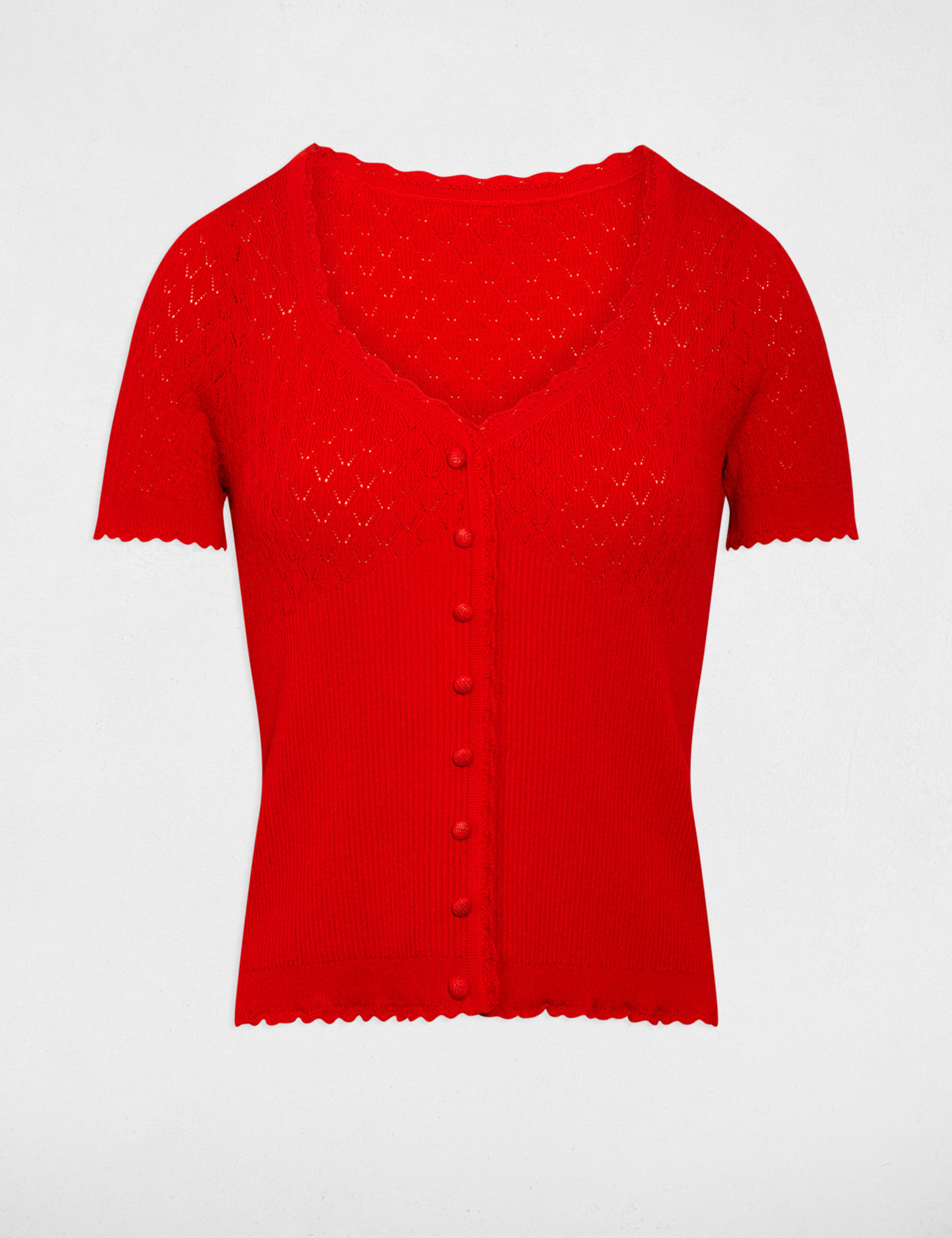 Fitted V-neck sweater red women