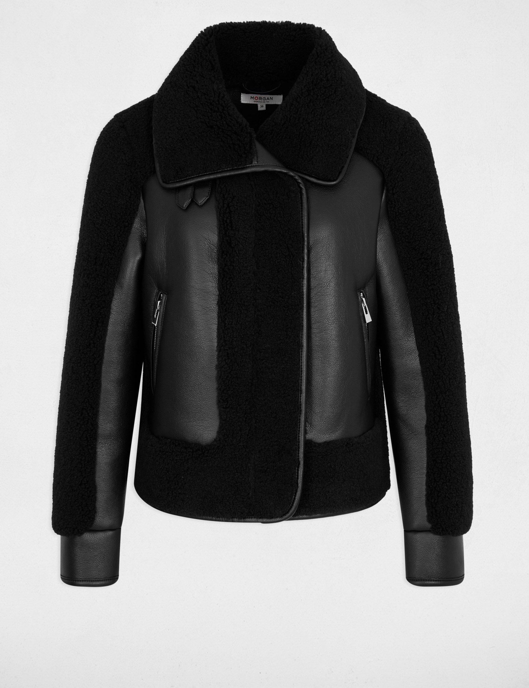 short coat with tailored collar black women Short coat with tailored collar black women