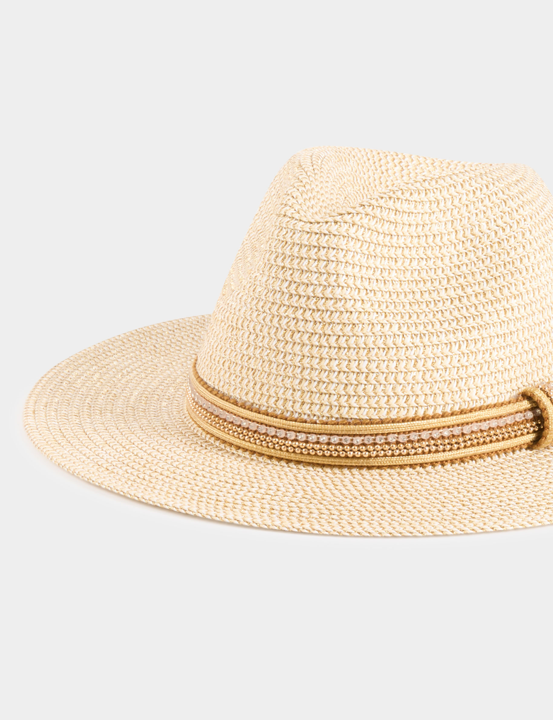 braided hat jewelled details beige women Braided hat jewelled details beige women
