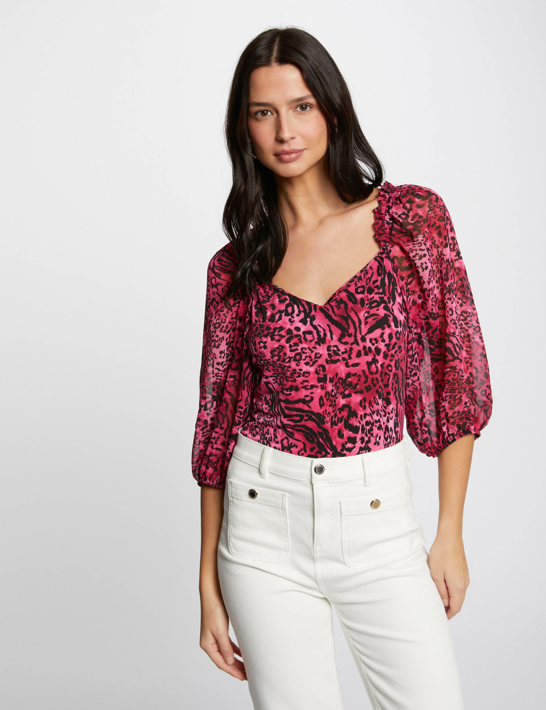 34 length sleeved t shirt pink ladies 3/4-length sleeved t-shirt pink ladies'