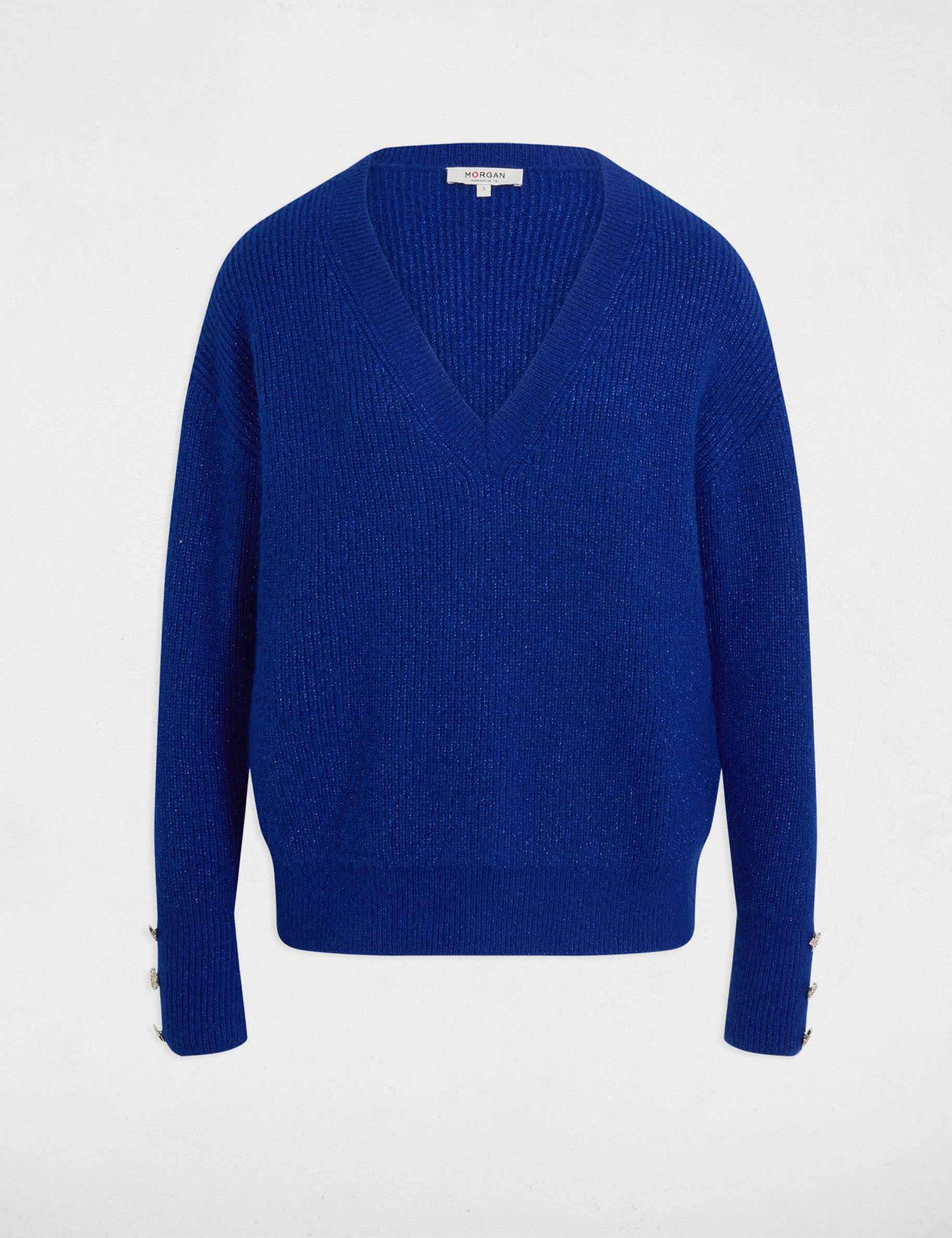 pull col en v oversize bleu petrole femme Pull col en V oversize bleu pétrole femme