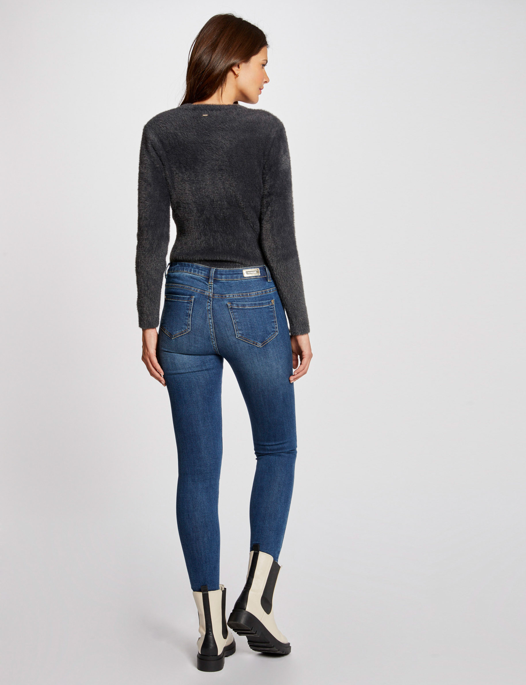 long sleeved jumper with v neck anthracite grey ladies Long-sleeved jumper with V-neck anthracite grey ladies'