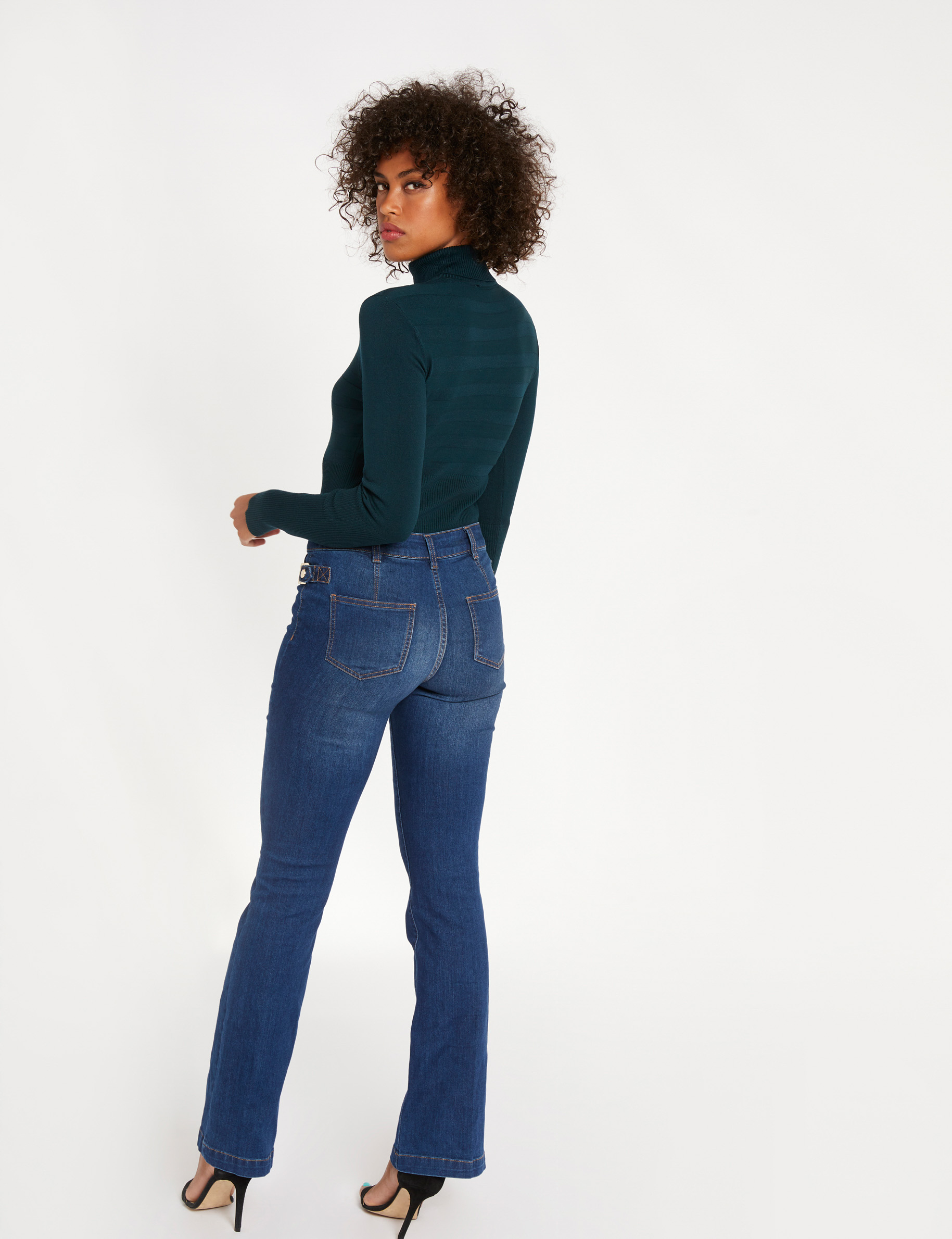 Fitted high neck sweater green women