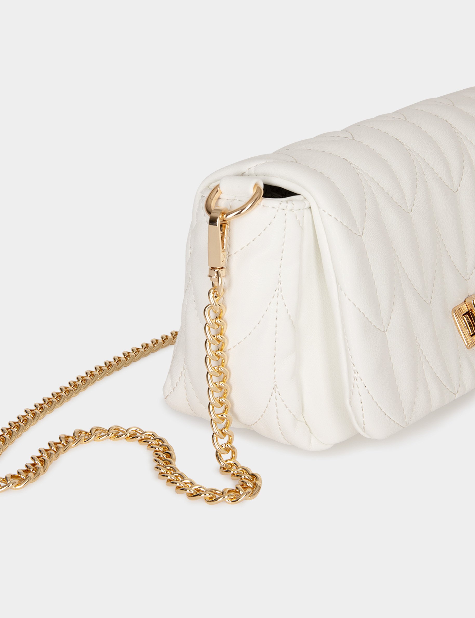 Quilted bag braided handle white ladies'