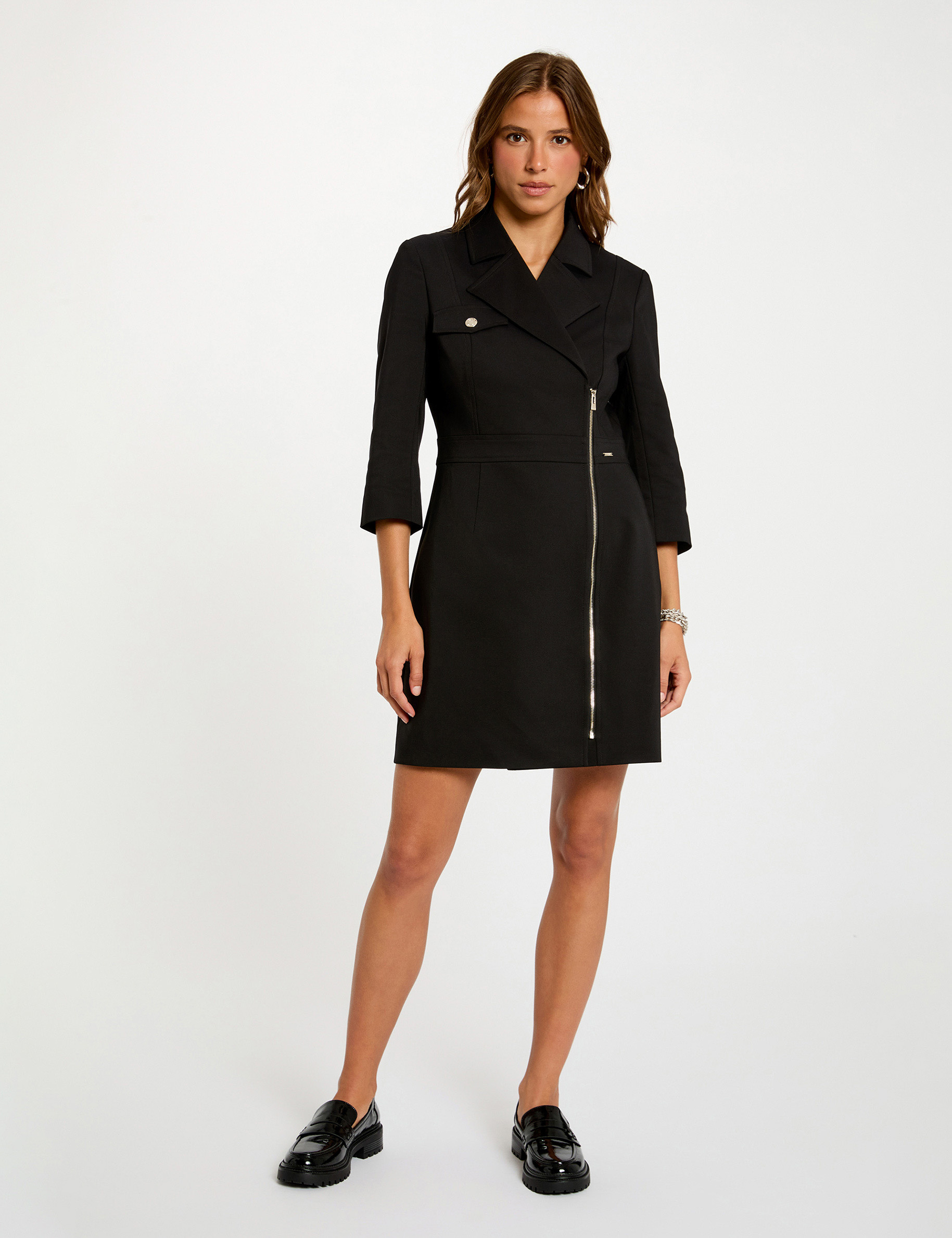 robe courte col a revers noir femme Robe courte col à revers noir femme