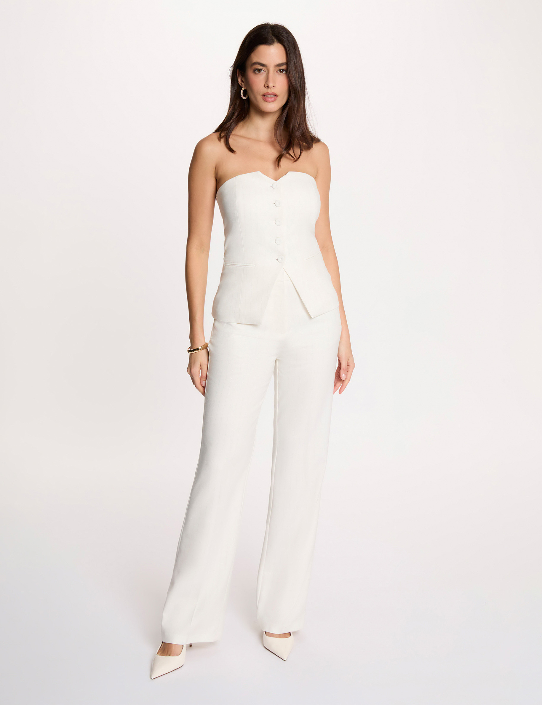 Striped sleeveless bustier white women