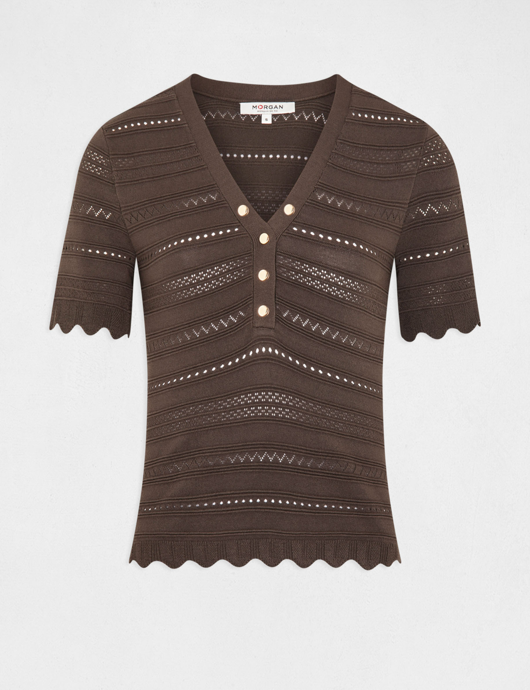 Short-sleeved jumper openwork details ladies' Short-sleeved jumper openwork details ladies'