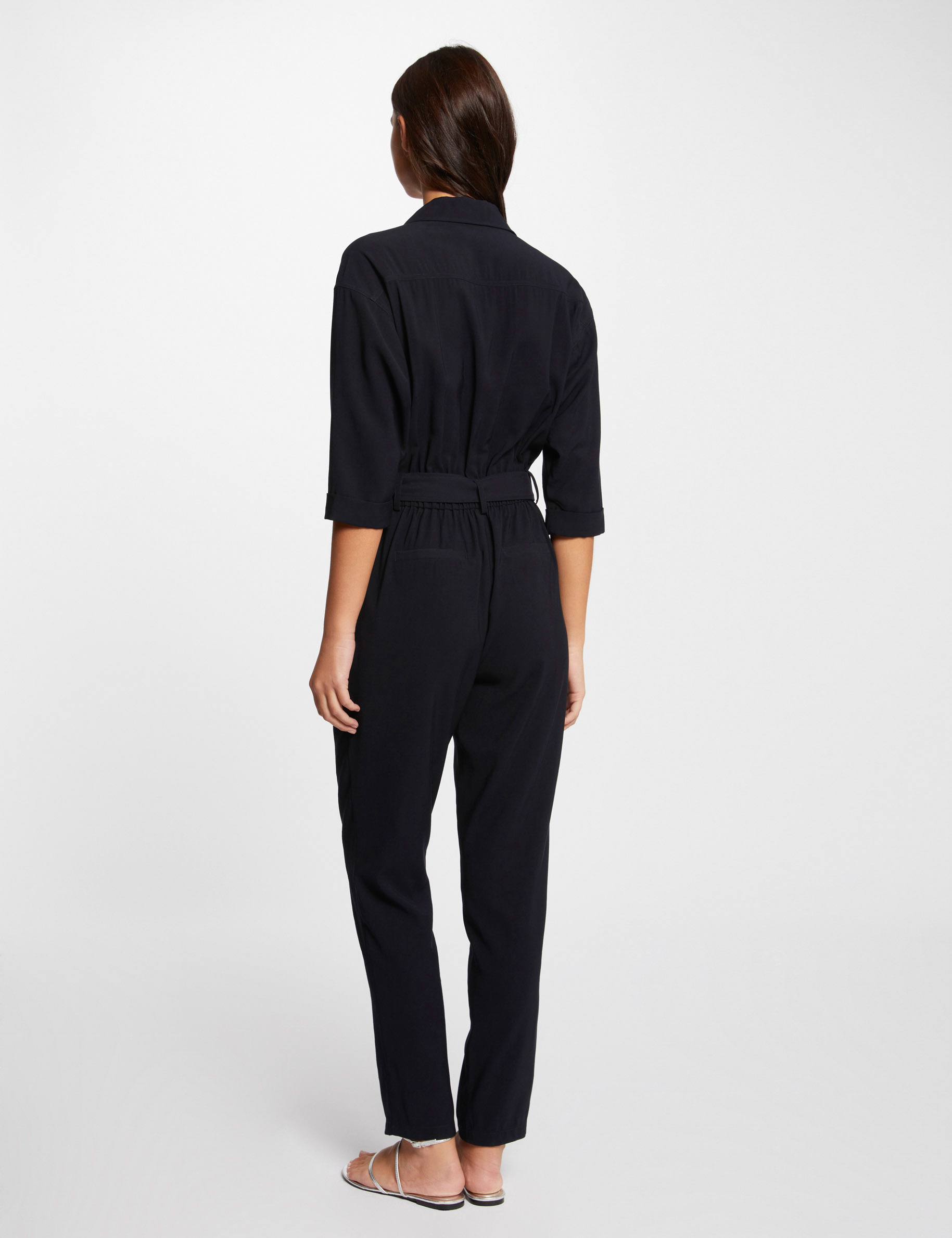 Belted jumpsuit navy ladies'