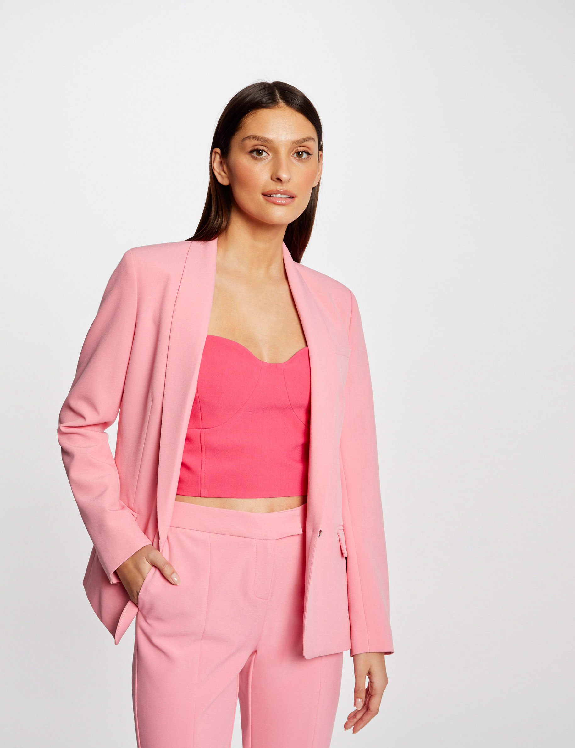 Straight jacket with shawl collar light pink ladies'