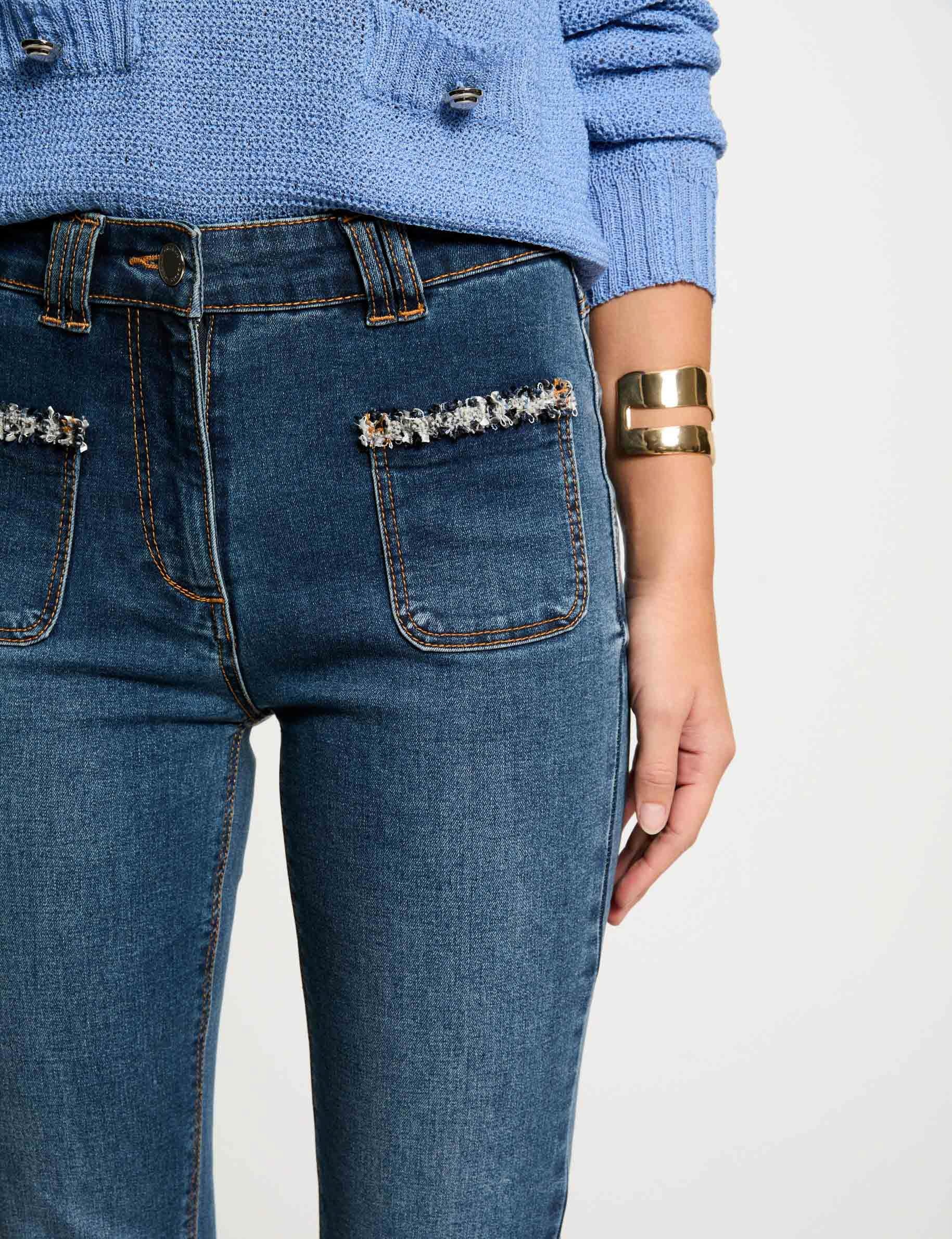 bootcut jeans fringes details stone wash denim women Bootcut jeans fringes details stone wash denim women