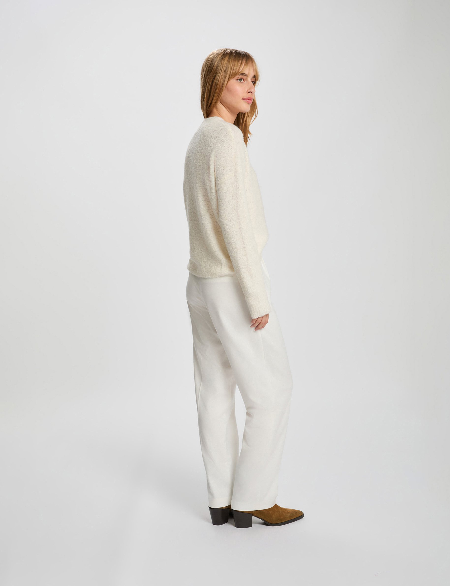 jumper high collar and buttons ivory women Jumper high collar and buttons ivory women