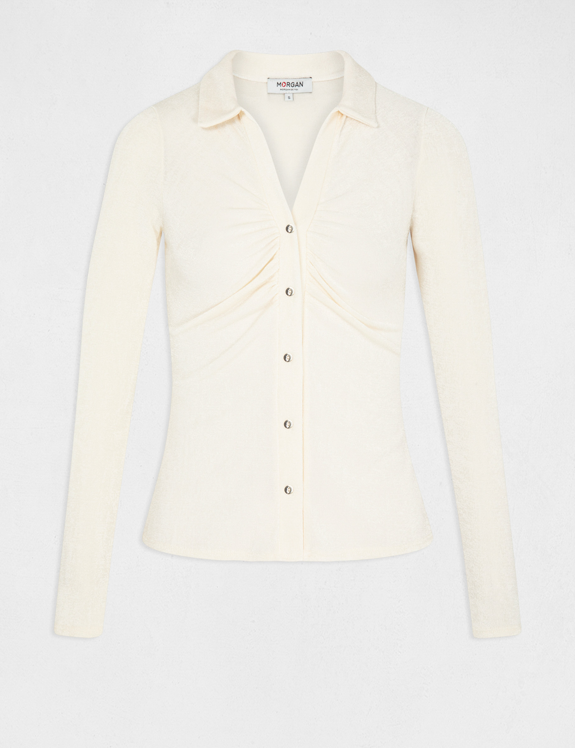 Long-sleeved t-shirt with buttons ivory ladies' Long-sleeved t-shirt with buttons ivory ladies'