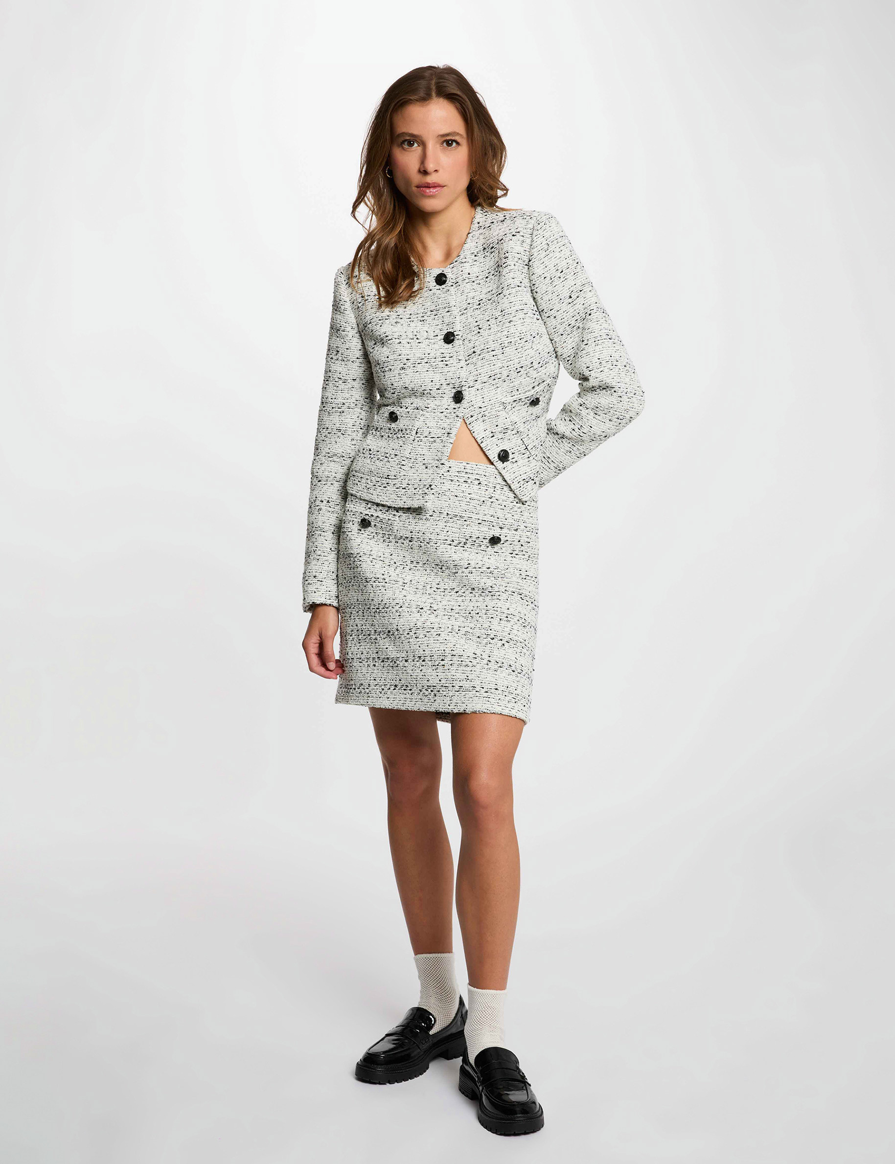 Short tweed skirt ivory women