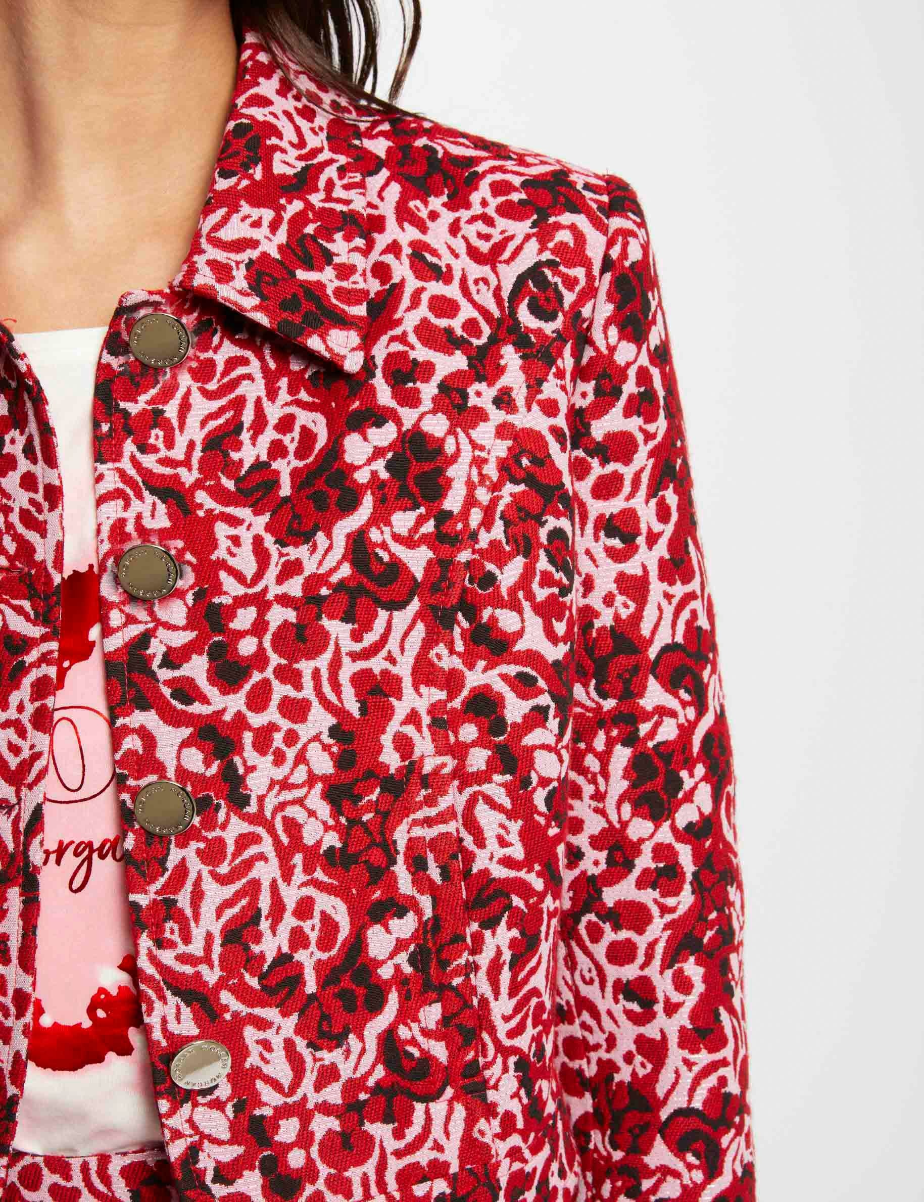 Short Jacquard Jacket Multico Ladies Morgan