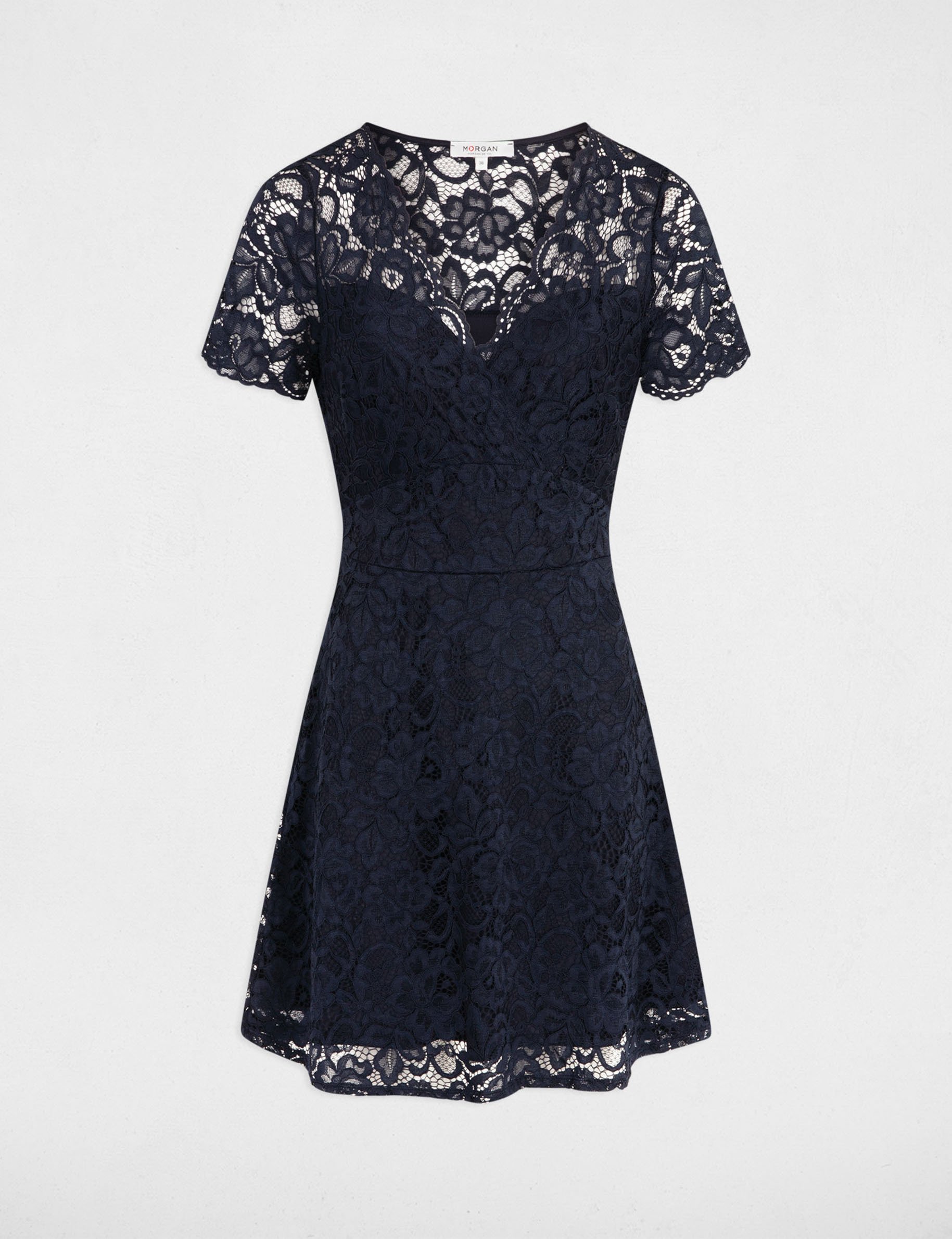 A-line mini lace dress navy ladies'