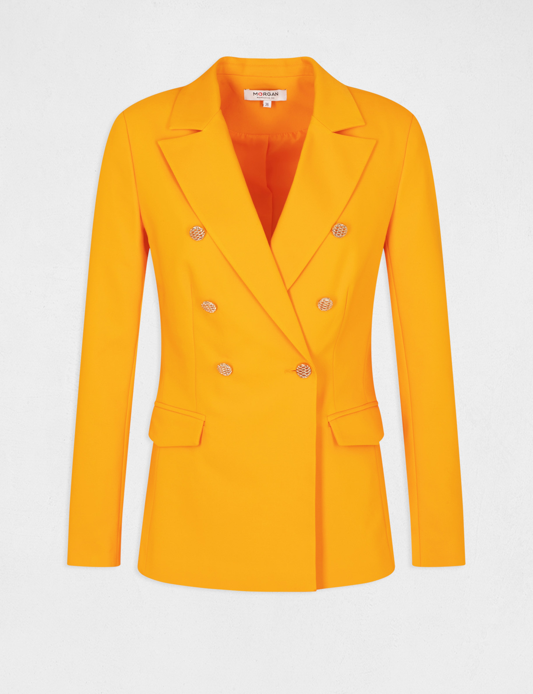 Waisted buttoned blazer orange ladies'