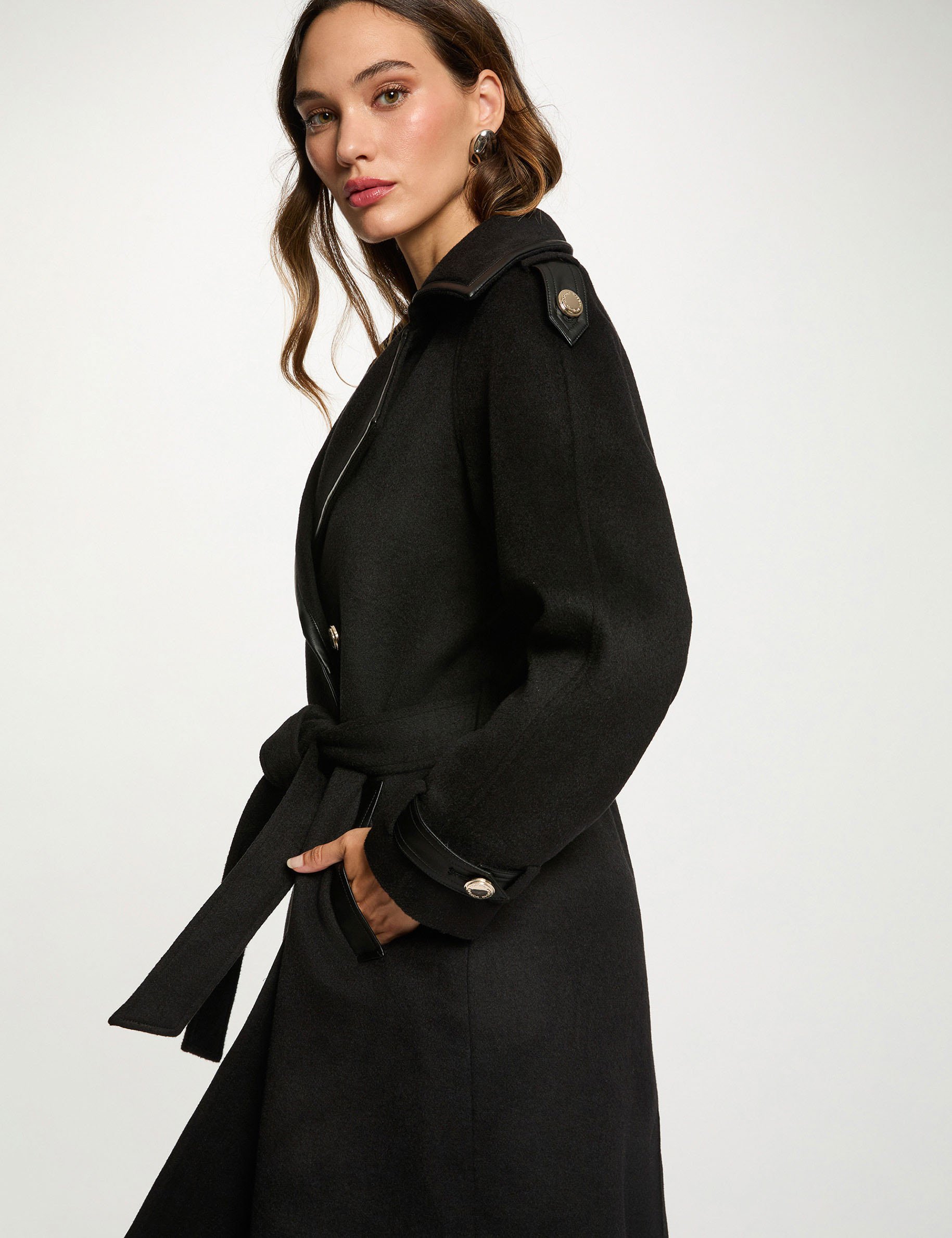 trench ajuste col tailleur noir femme Trench ajusté col tailleur noir femme
