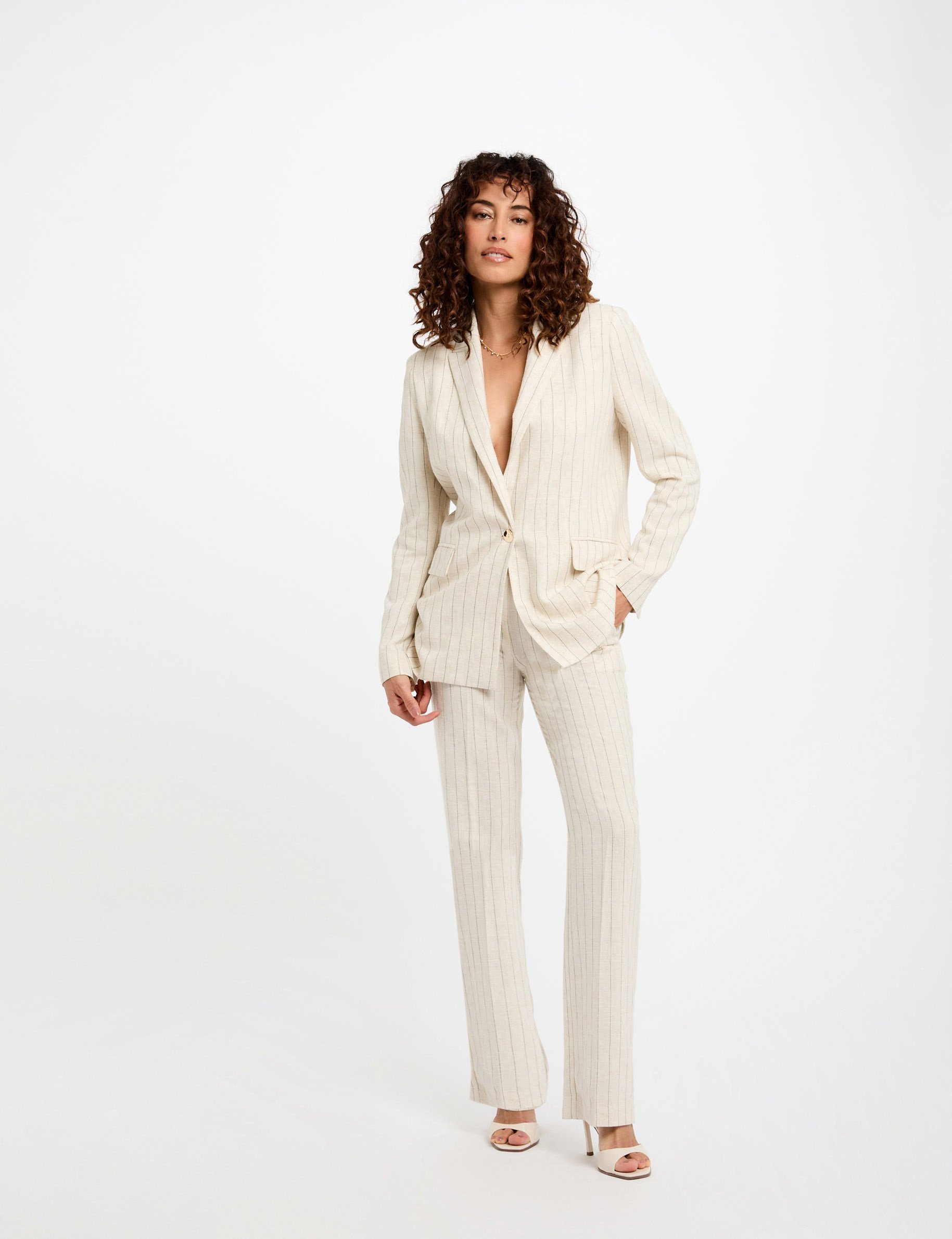 blazer raye beige femme Blazer rayé beige femme