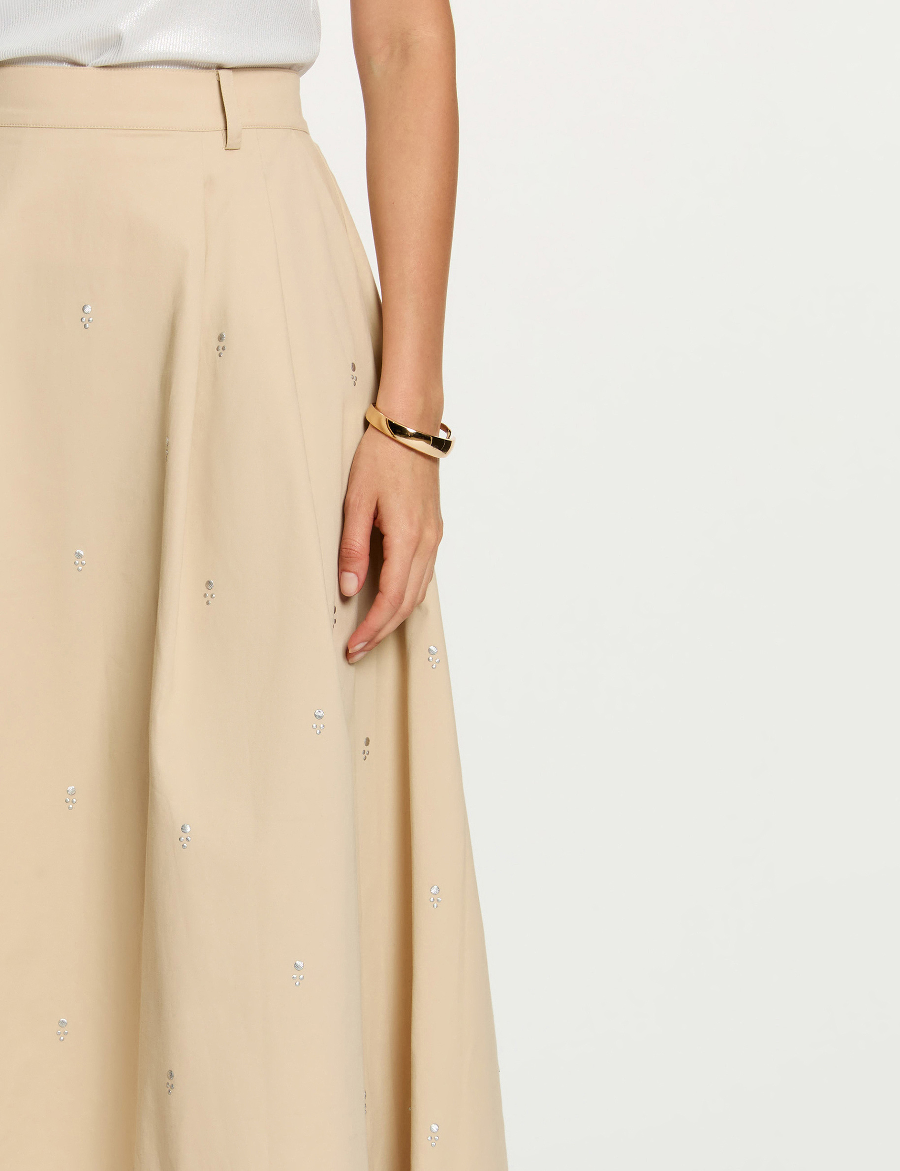 High-waisted long skirt beige women