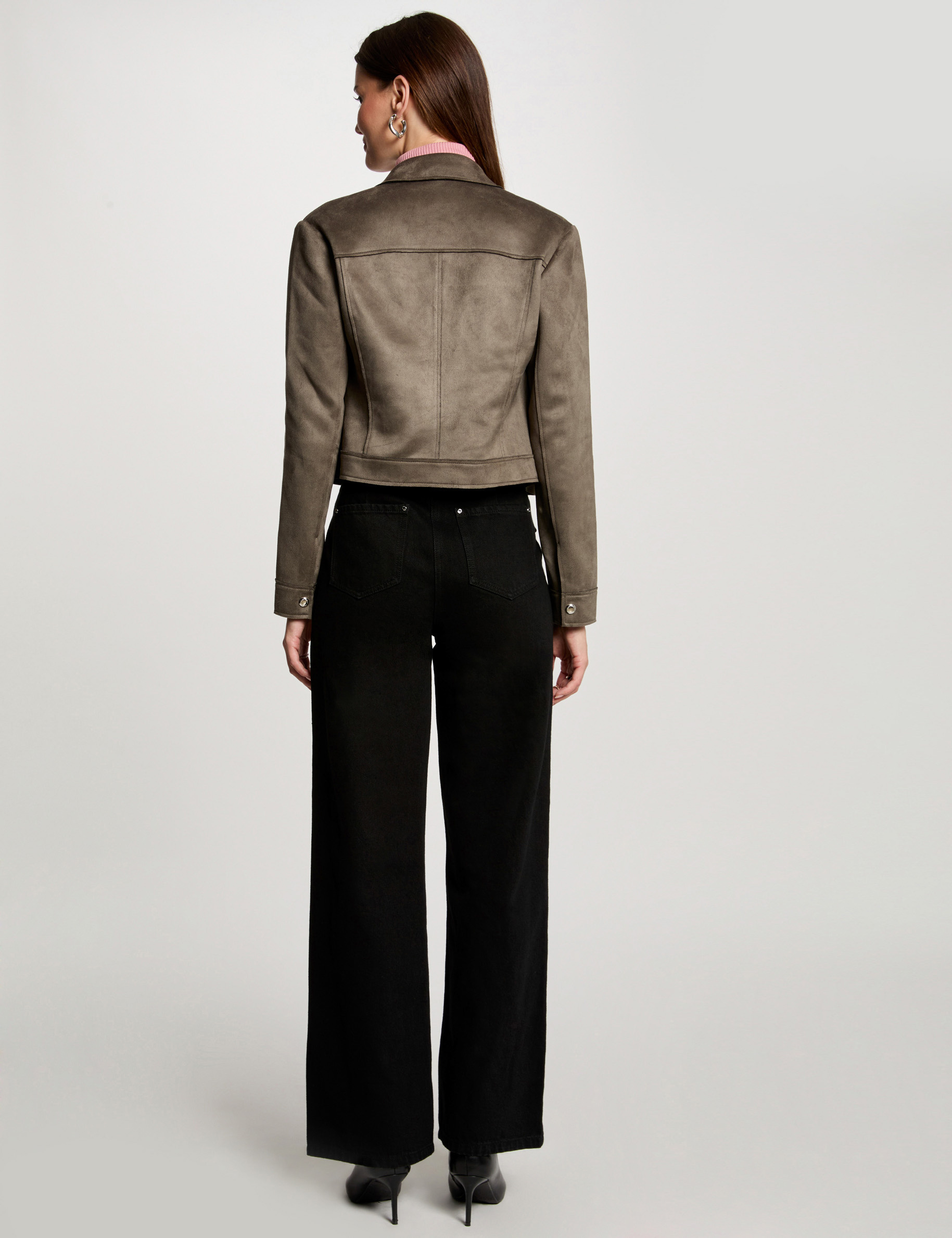 buttoned suede jacket khaki green women Buttoned suede jacket khaki green women