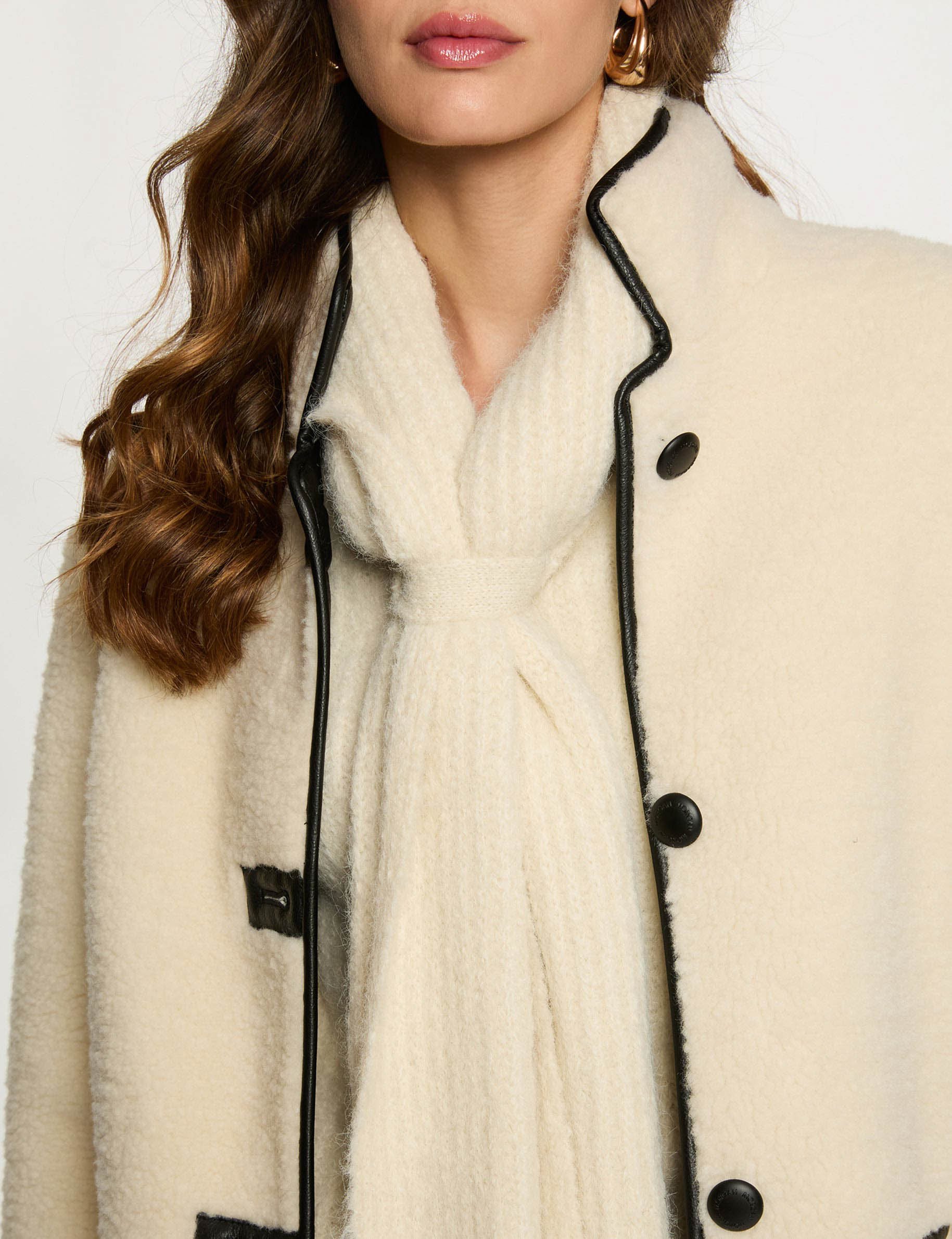 Oversized fluffy coat beige women