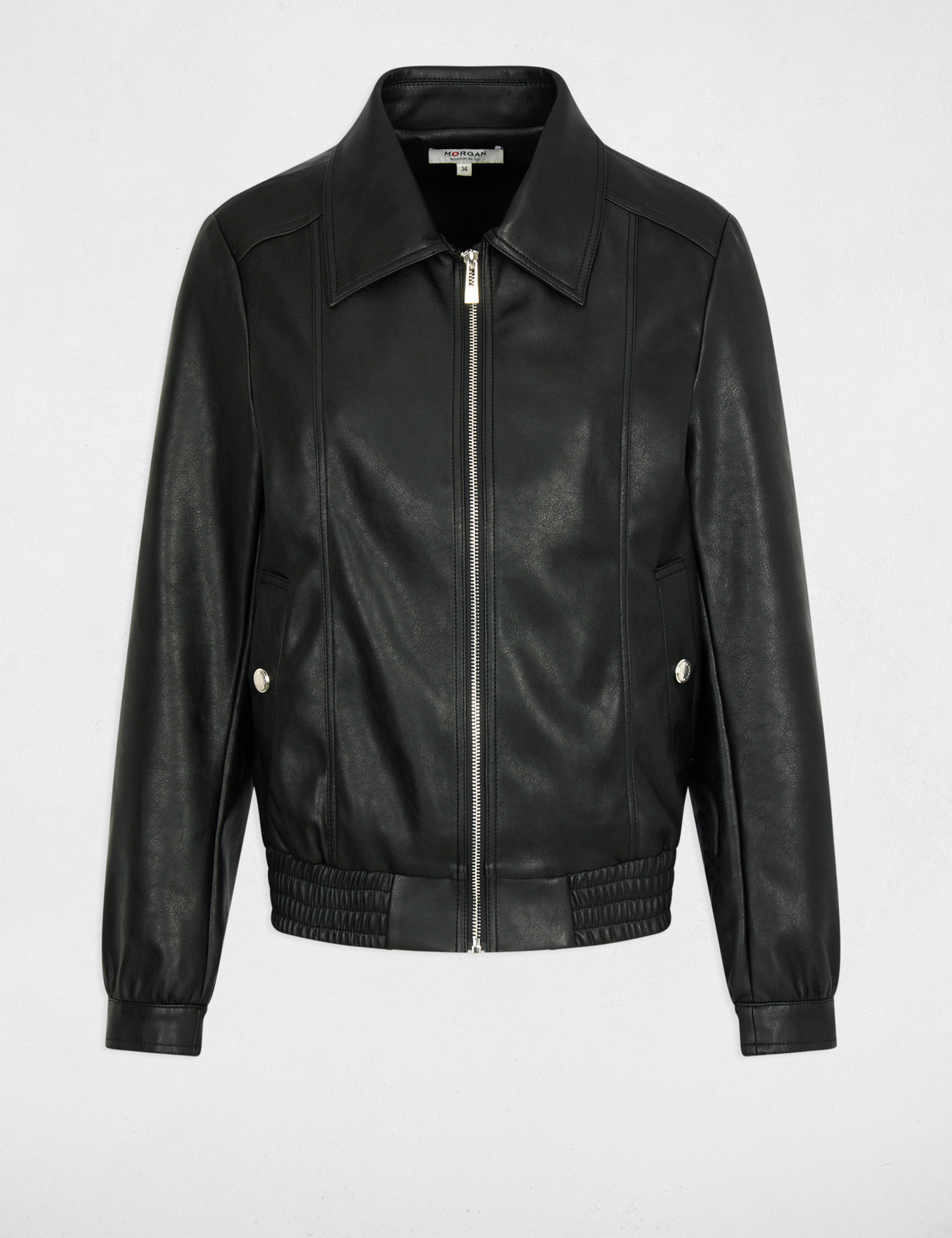 Oversized faux leather jacket black women