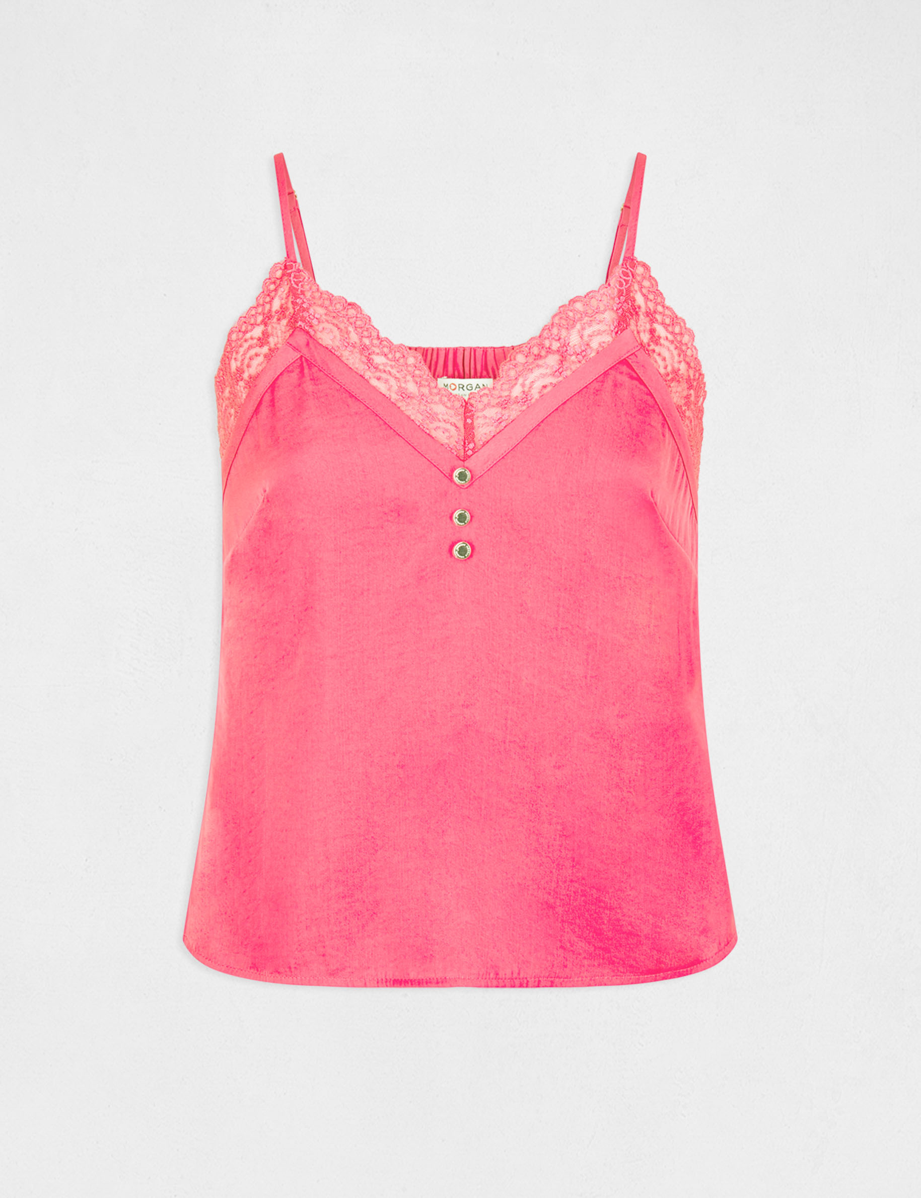 Vest top with thin straps and buttons fuchsia ladies' Vest top with thin straps and buttons fuchsia ladies'