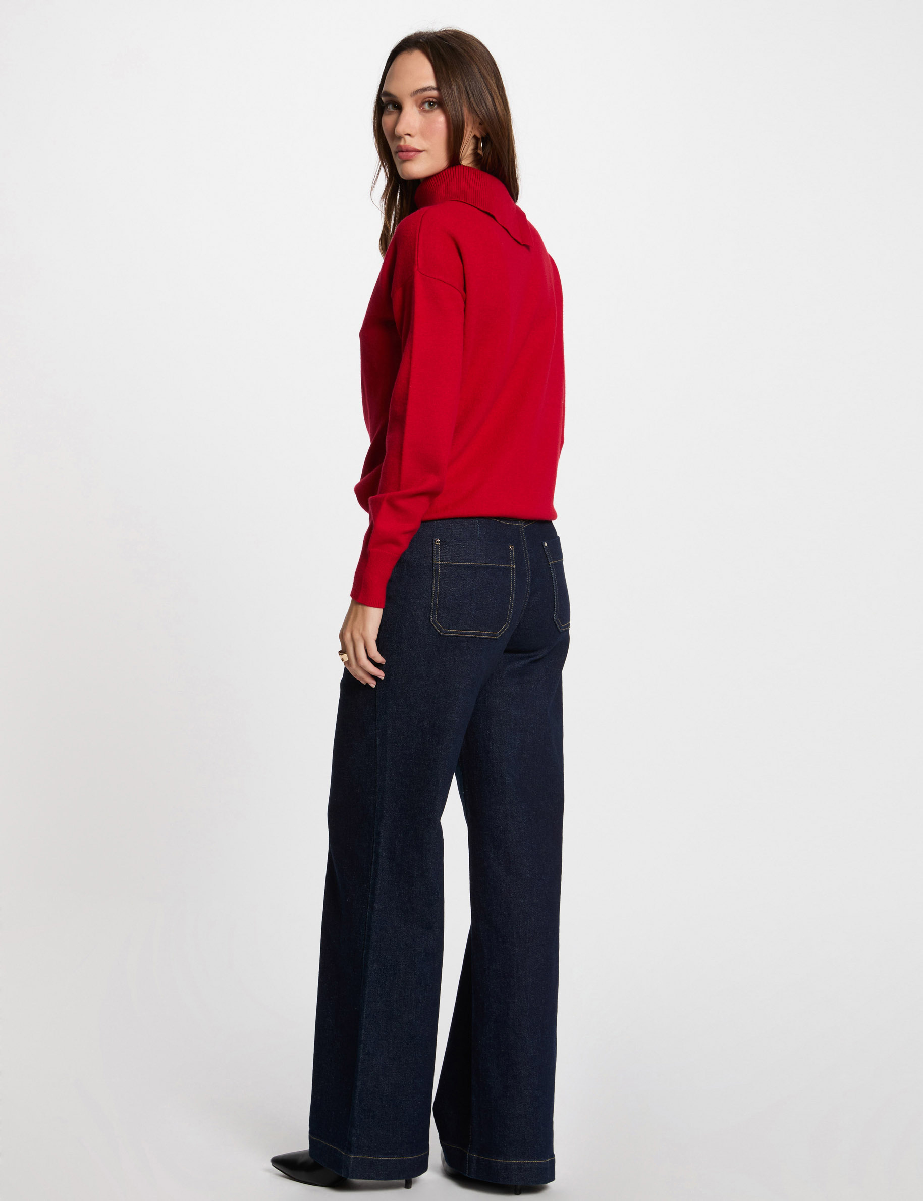 jumper lapel collar buttons red women Jumper lapel collar buttons red women