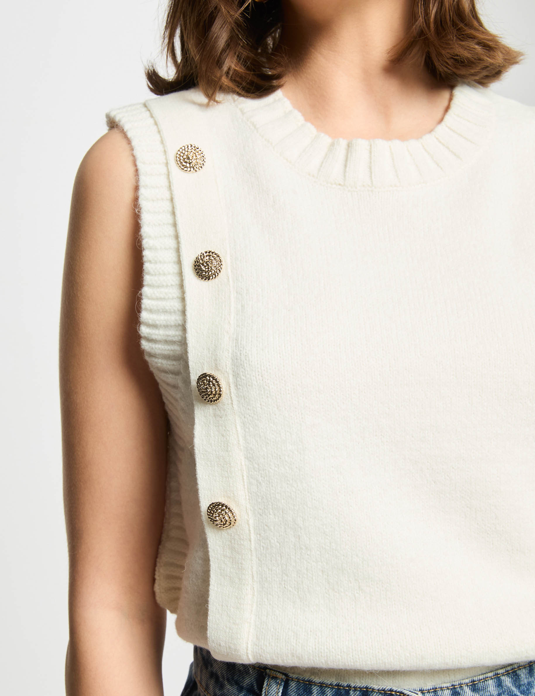 sleeveless jumper white women Sleeveless jumper white women