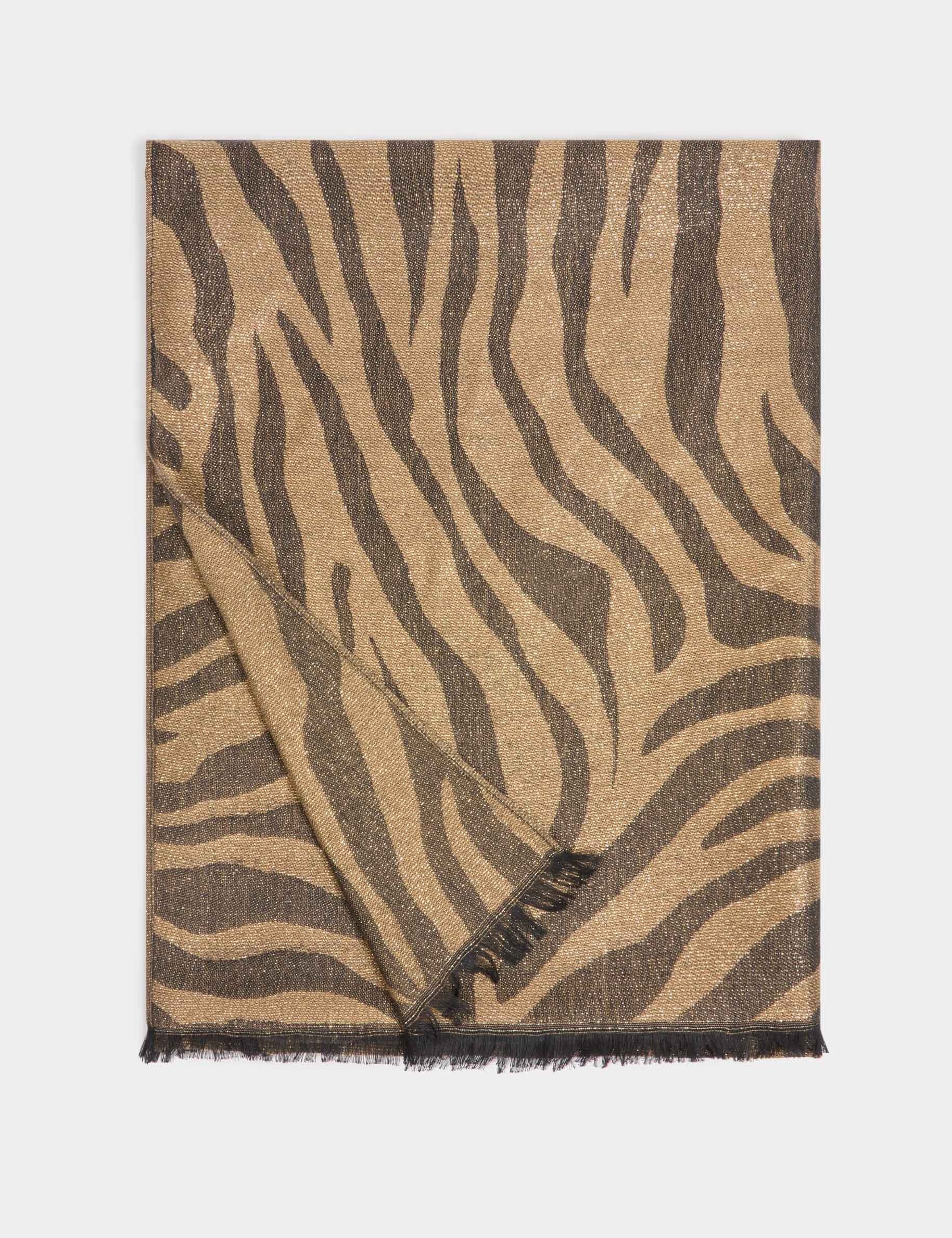 Metallic zebra scarf gold yellow women