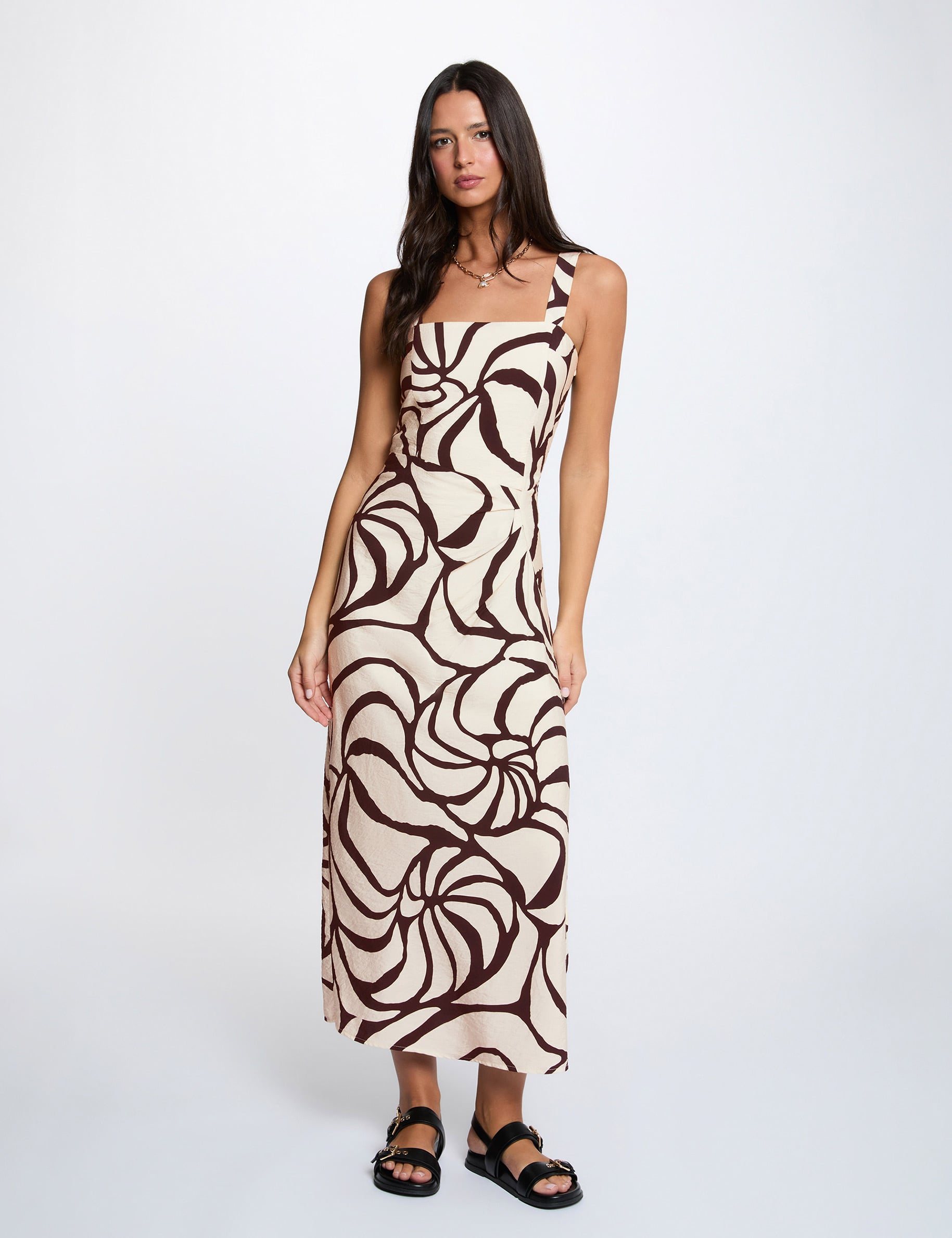 Pleated long dress multicolor women