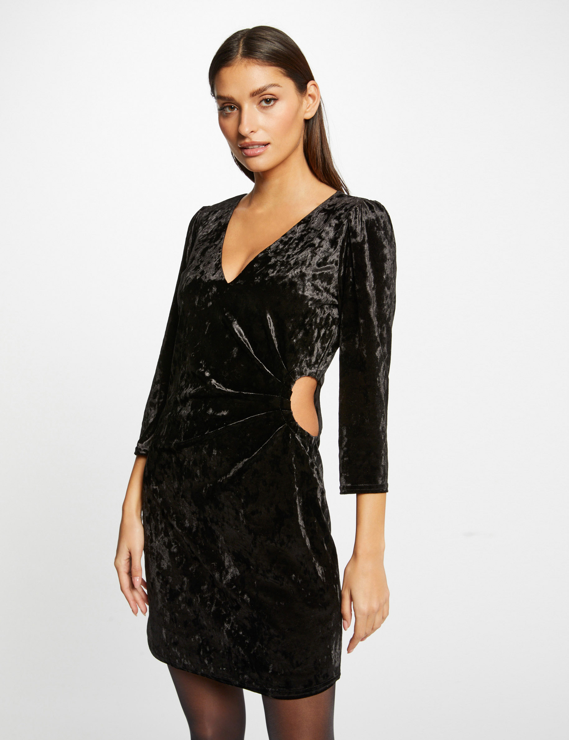 Chic Black Glitter Ruched Off-the-shoulder Evening Dress - Lunss